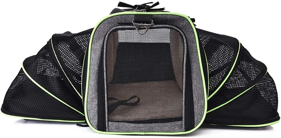 کیف حمل حیوانات خانگی تاشو و نرم، مناسب گربه و سگ کوچک، مورد تایید خطوط هوایی، دارای فرش پشمی جداشدنی، حداکثر وزن قابل حمل 5 کیلوگرم