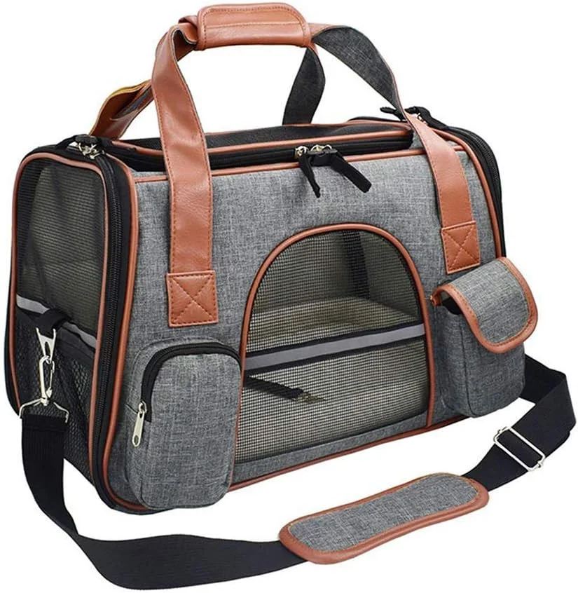 کیف حمل حیوانات خانگی قابل حمل با پد پشمی و سگک ایمنی برای سگ، گربه و حیوانات خانگی کوچک