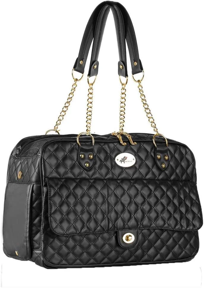 کیف حمل حیوانات خانگی چرمی لوکس برای سگ ها و گربه های کوچک، تا وزن 4.5 کیلوگرم، 40x18x28 سانتی متر