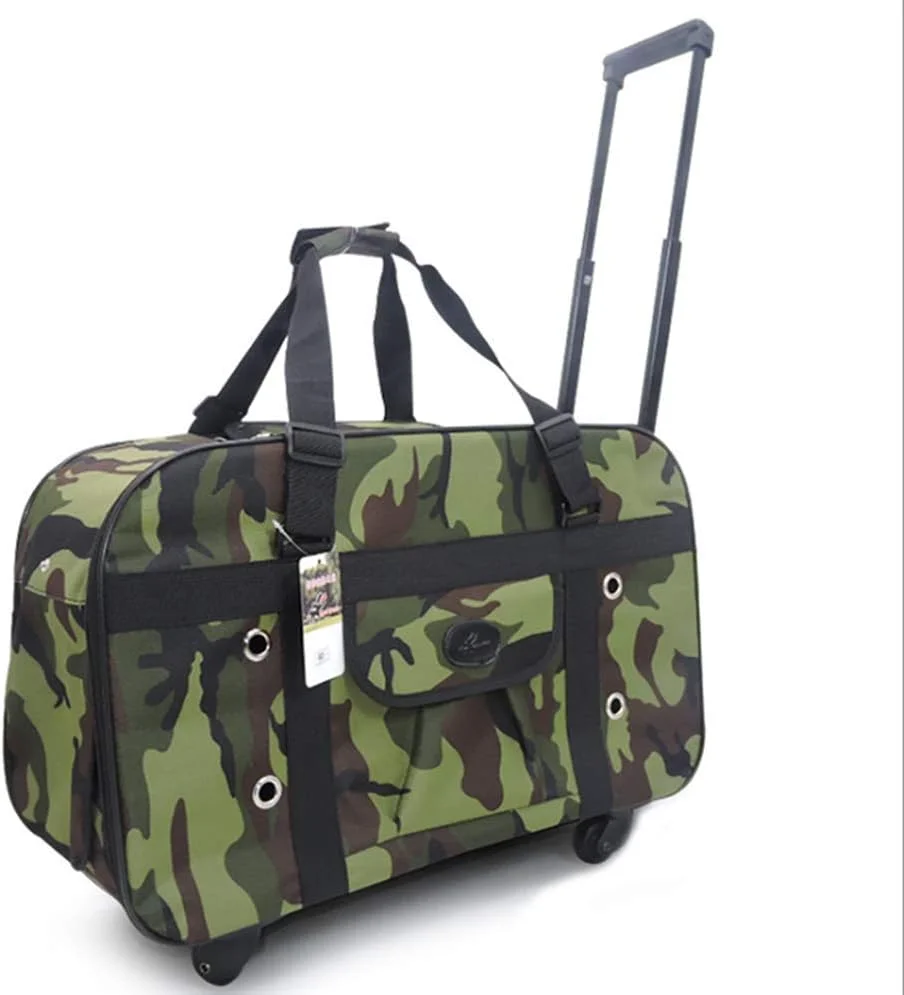 کیف ترولی چند وجهی و قابل تنفس حیوانات خانگی، باکس چرخدار و قابل حمل سگ و گربه با دسته تلسکوپی