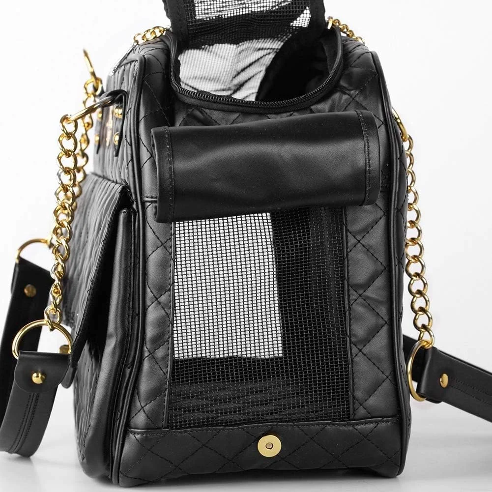 کیف حمل حیوانات خانگی چرمی لوکس برای سگ ها و گربه های کوچک، تا وزن 4.5 کیلوگرم، 40x18x28 سانتی متر