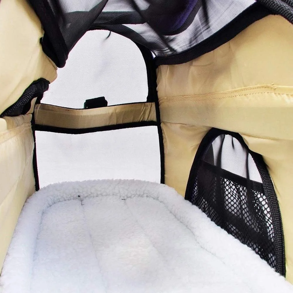 کیف حمل حیوانات خانگی قابل حمل، کیف حمل و نقل مورد تایید خطوط هوایی با تخت پشمی برای سگ ها و گربه های کوچک