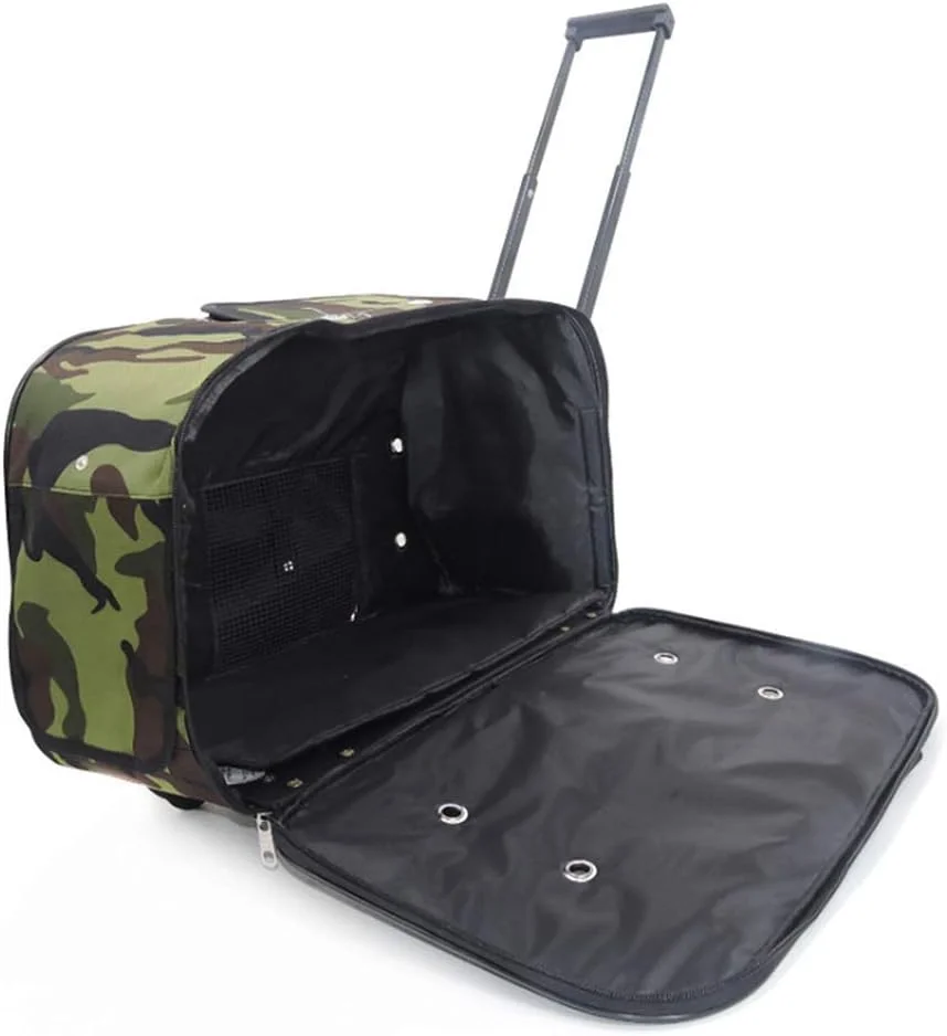 کیف ترولی چند وجهی و قابل تنفس حیوانات خانگی، باکس چرخدار و قابل حمل سگ و گربه با دسته تلسکوپی