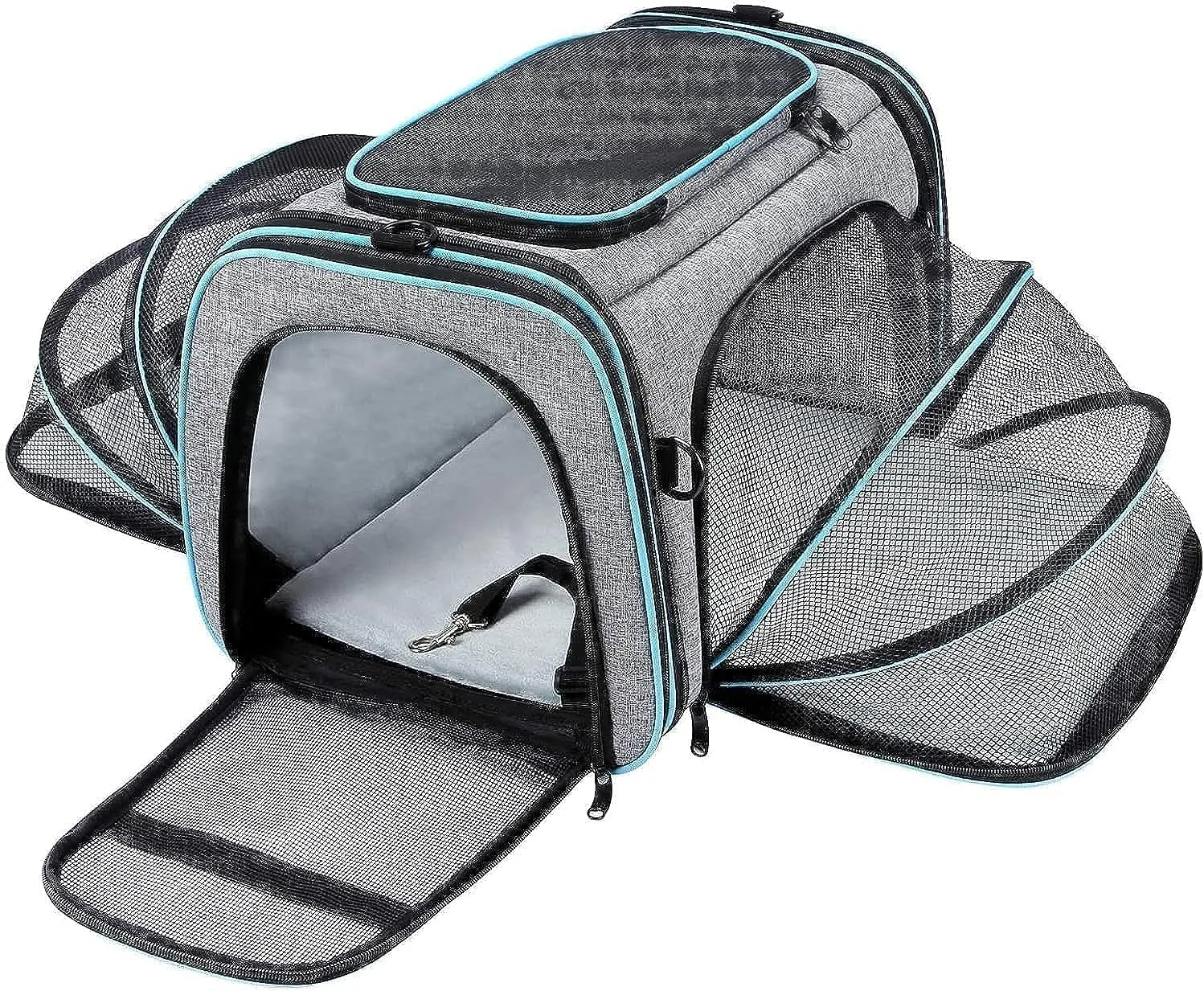 کیف حمل حیوانات خانگی ORCHID M®، بزرگ، نرم و تاشو، مناسب سفر و مورد تایید خطوط هوایی، با قابلیت گسترش از 4 طرف، دارای پد پشمی جداشدنی و جیب برای گربه ها، سگ ها و حیوانات کوچک