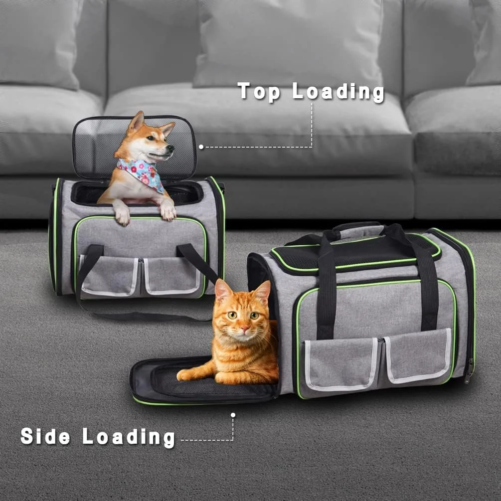 کیف حمل حیوانات خانگی بزرگ مونمن، کیف حمل گربه با دو طرف نرم و قابلیت گسترش، دارای پد پشمی قابل جابجایی برای گربه ها، توله سگ ها و سگ های کوچک، مورد تایید خطوط هوایی