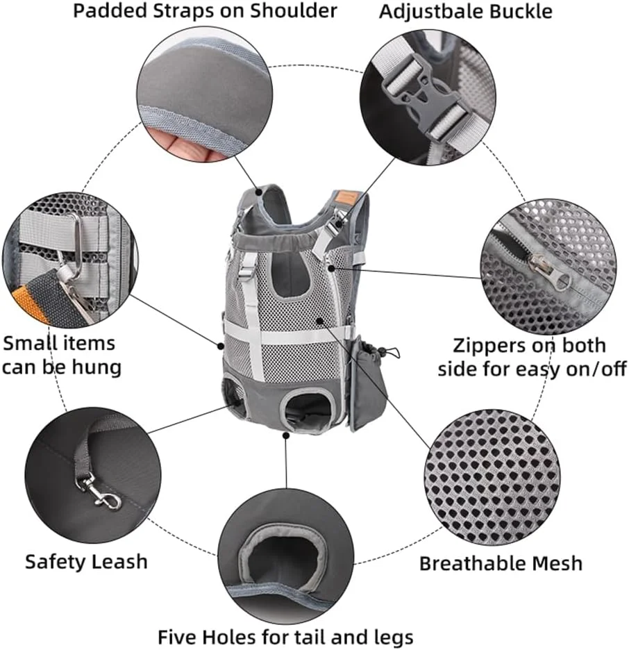 کیف کوله پشتی حمل حیوانات خانگی Morelian - حمل کننده سینه ای با قابلیت تنظیم پا برای سگ های کوچک و متوسط - بدون نیاز به دست برای پیاده روی و دوچرخه سواری