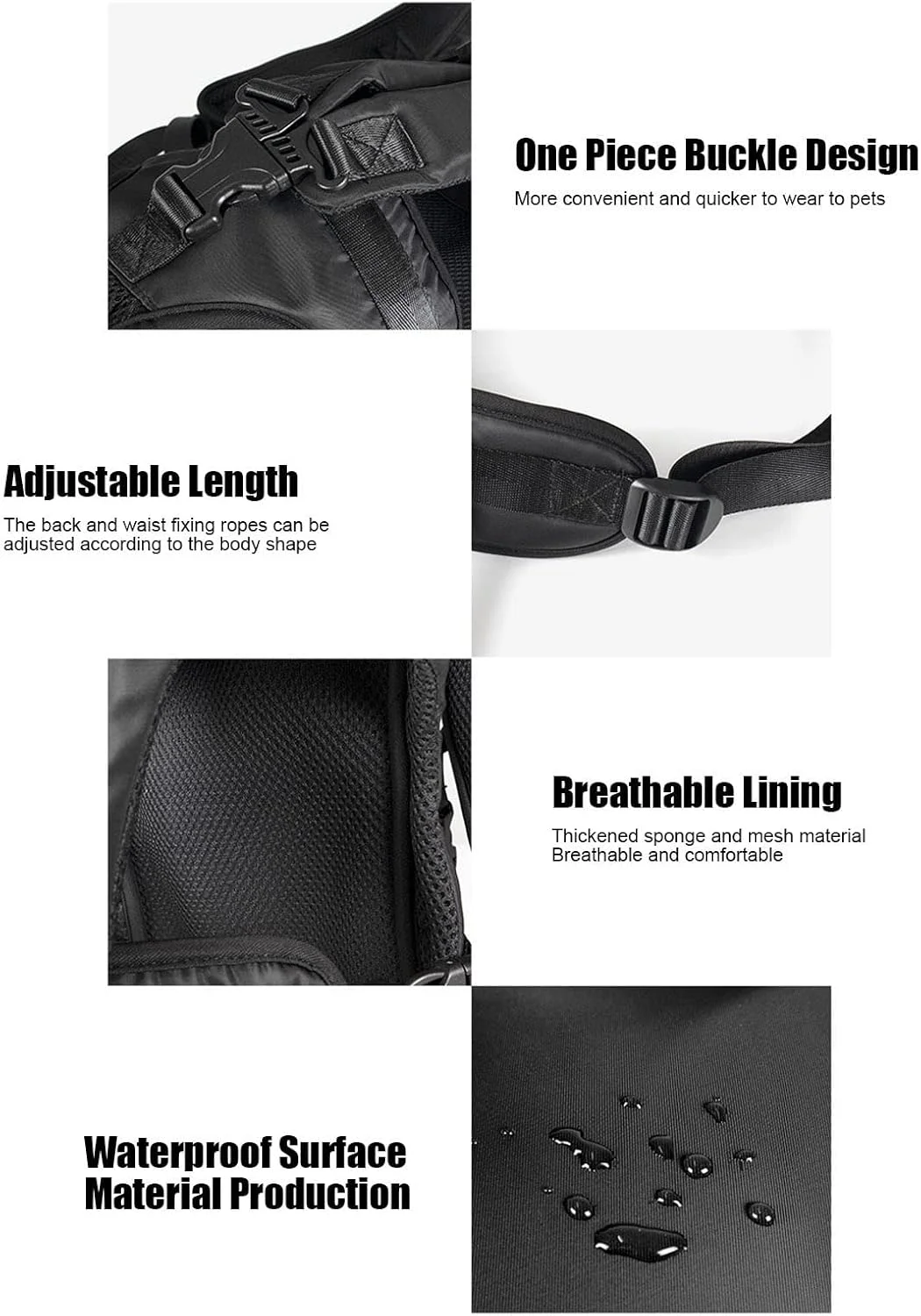 کیف کوله پشتی حمل حیوانات خانگی، ضد آب، قابل تنظیم، مناسب سگ و گربه، برای پیاده روی، مسافرت و دوچرخه سواری - مشکی (سایز کوچک)