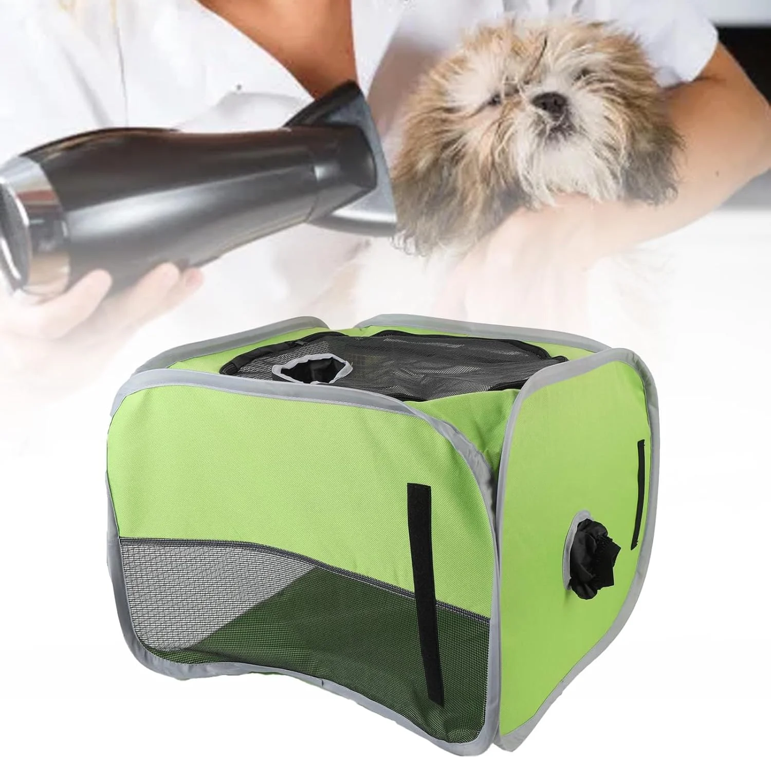 باکس خشک کن حیوانات خانگی قابل حمل - خشک کن پارچه آکسفورد ضد آب تاشو با پنجره های شفاف برای گربه ها و سگ ها