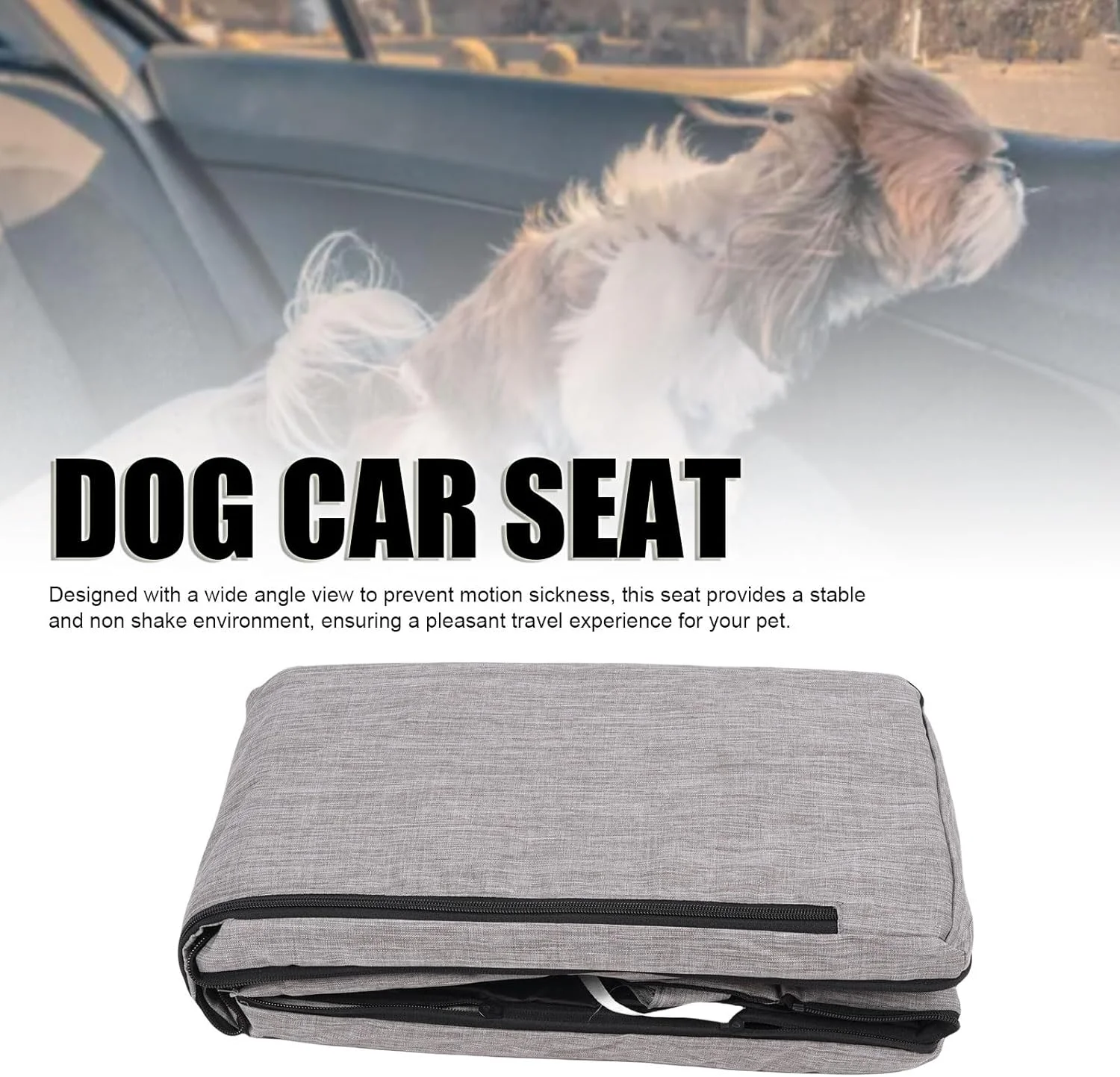 صندلی ماشین سگ قابل حمل با کمربند ایمنی، پارچه آکسفورد، طراحی ضد لغزش، ایده آل برای حیوانات خانگی کوچک در طول سفر و گردش