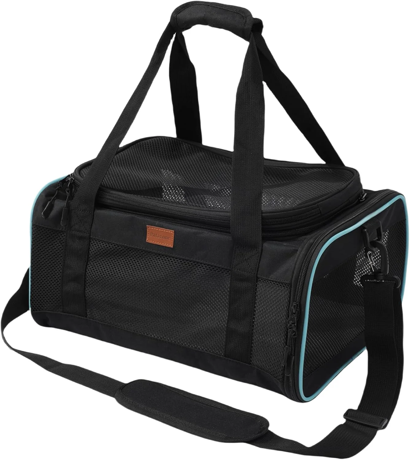 کیف حمل حیوانات خانگی مشکی برای گربه ها و سگ های کوچک، کیف سگ، تایید شده برای هواپیما، قسمت بالایی قابل گسترش، مناسب برای حیوانات خانگی تا 7 کیلوگرم