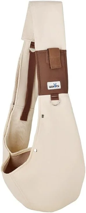 کیف حمل حیوانات خانگی رودوشی - طراحی آغوشی، کاهش اضطراب، بند شانه قابل تنظیم، دهانه کنترل شده، جیب های جادار، پارچه نخی نرم، پایه تنفسی سه بعدی