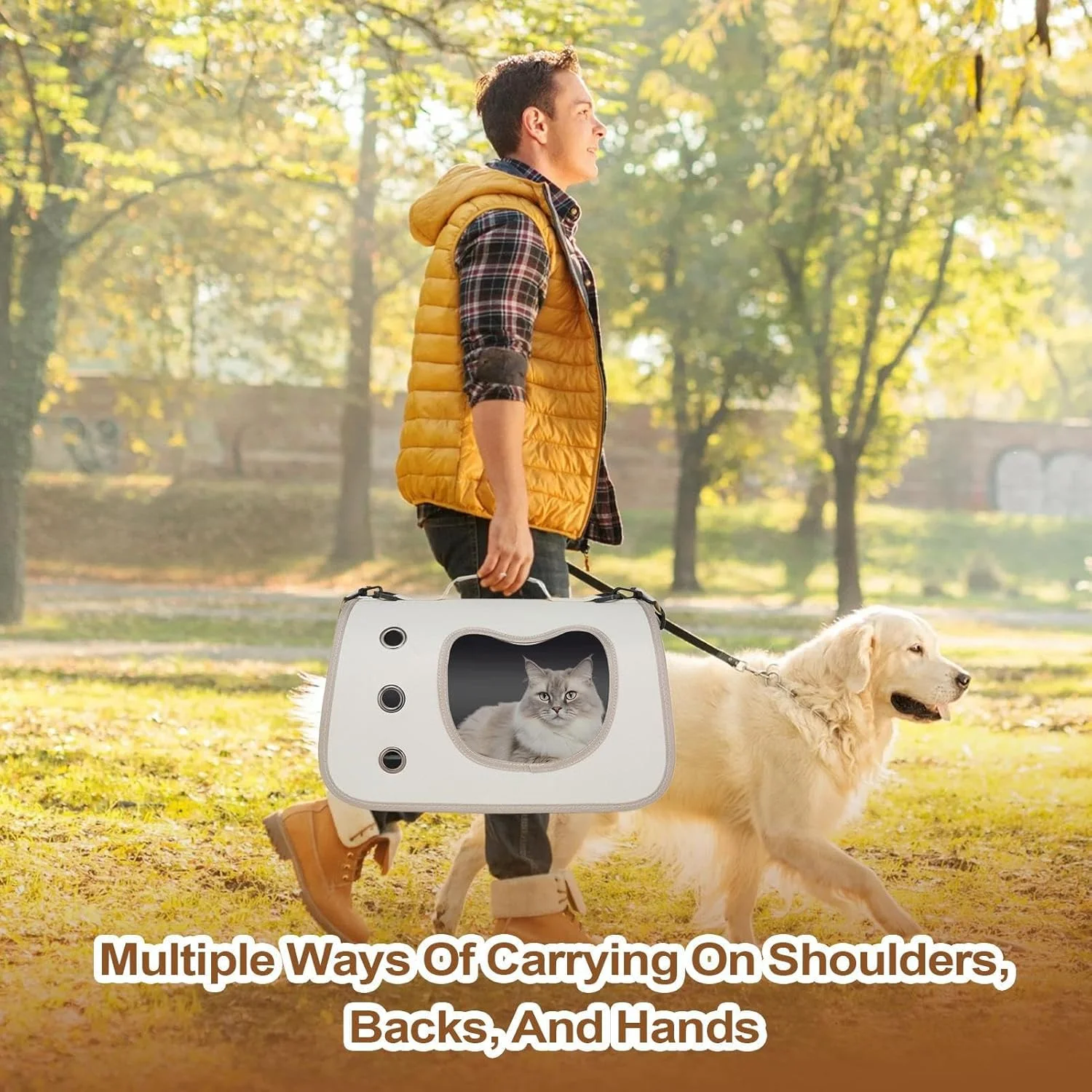 کیف حمل حیوانات خانگی - کیف کمری ایمن برای سگ ها در فضای باز | دسته پهن، لوازم حمل و نقل شفاف حیوانات خانگی برای پیاده روی، سفر جاده ای، تعطیلات، پیک نیک، کمپینگ