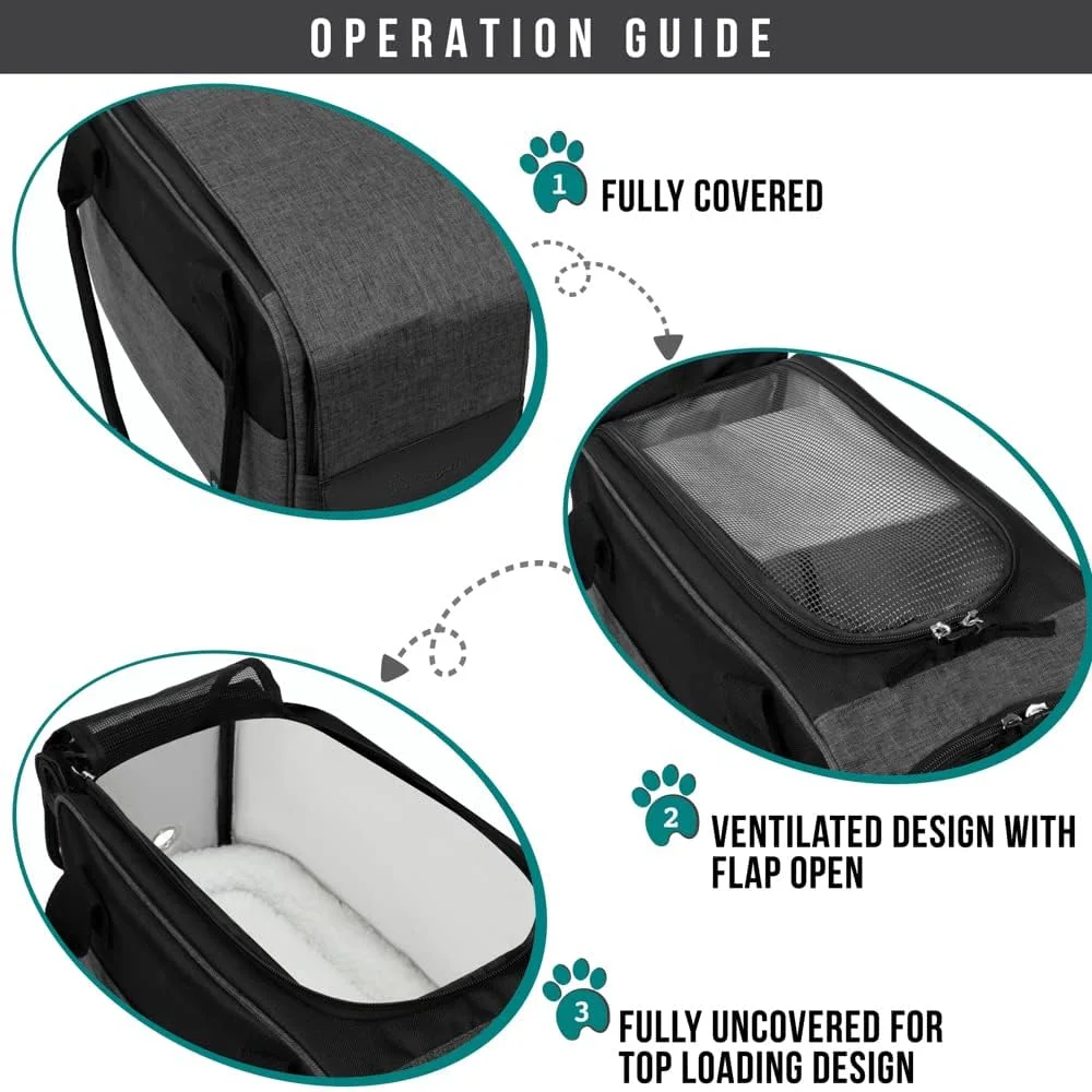 کیف حمل سگ PetAmi برای سگ های کوچک، کیف حمل حیوانات خانگی با دیواره نرم و دارای جیب، کیف حمل سگ و گربه، لوازم جانبی مسافرتی سگ، تخت خواب شرپا، خاکستری تیره