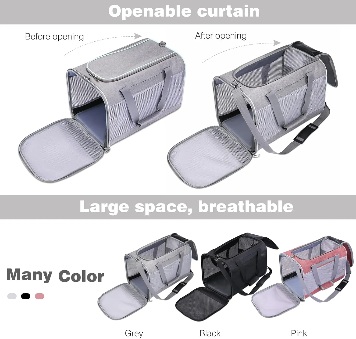 کیف حمل حیوانات خانگی پت کیوت، کیف نرم برای حمل سگ، گربه و توله سگ، تاشو و دارای تهویه، دارای زیپ های خود قفل شونده، دارای تشک پشمی قابل جابجایی، مورد تایید خطوط هوایی