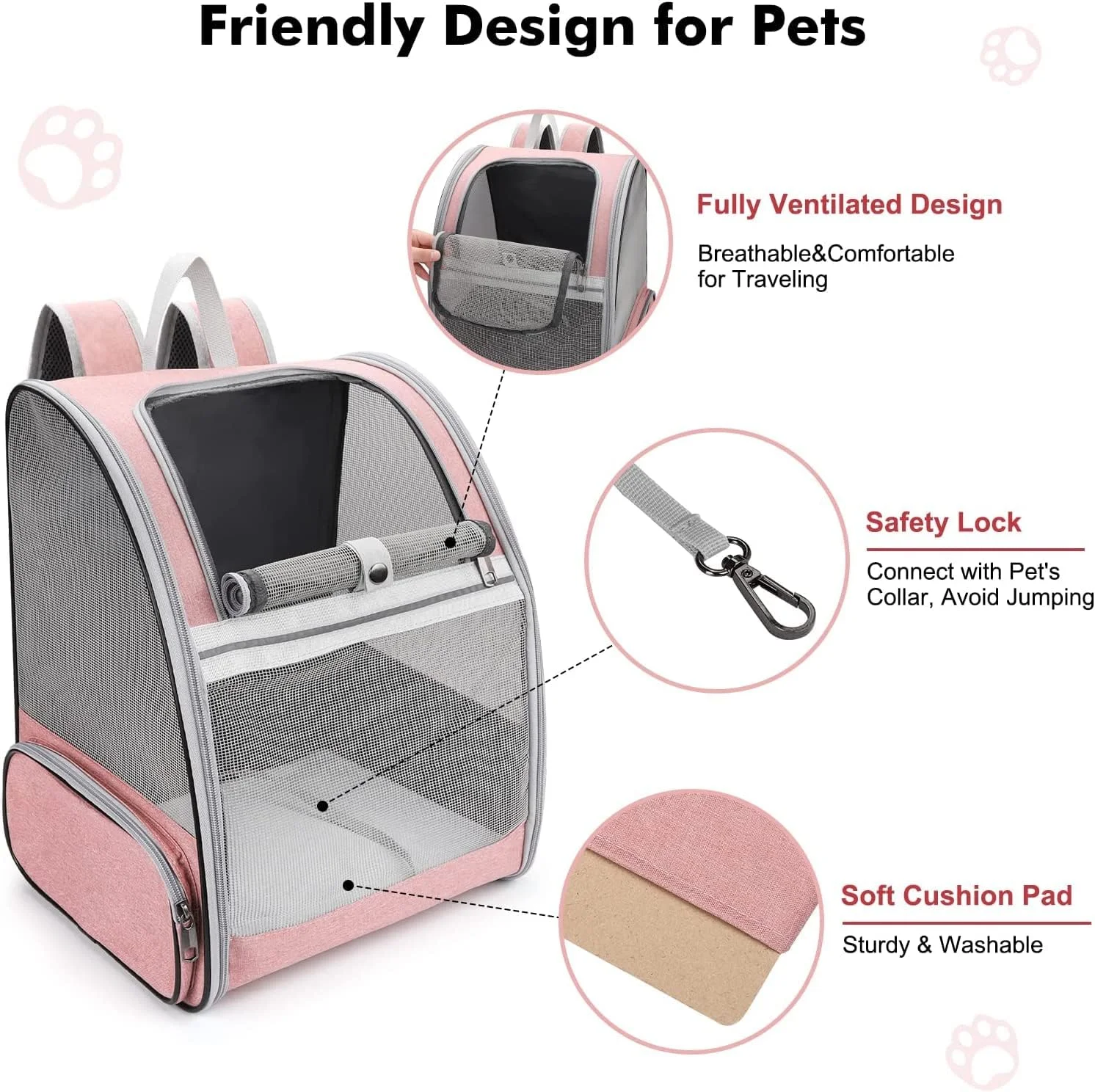 کیف کوله پشتی حمل حیوانات خانگی، کوله پشتی حمل گربه و توله سگ با طراحی کاملا تهویه شده، قابل گسترش با کاسه حیوانات خانگی، مناسب مسافرت، پیاده روی و کمپینگ