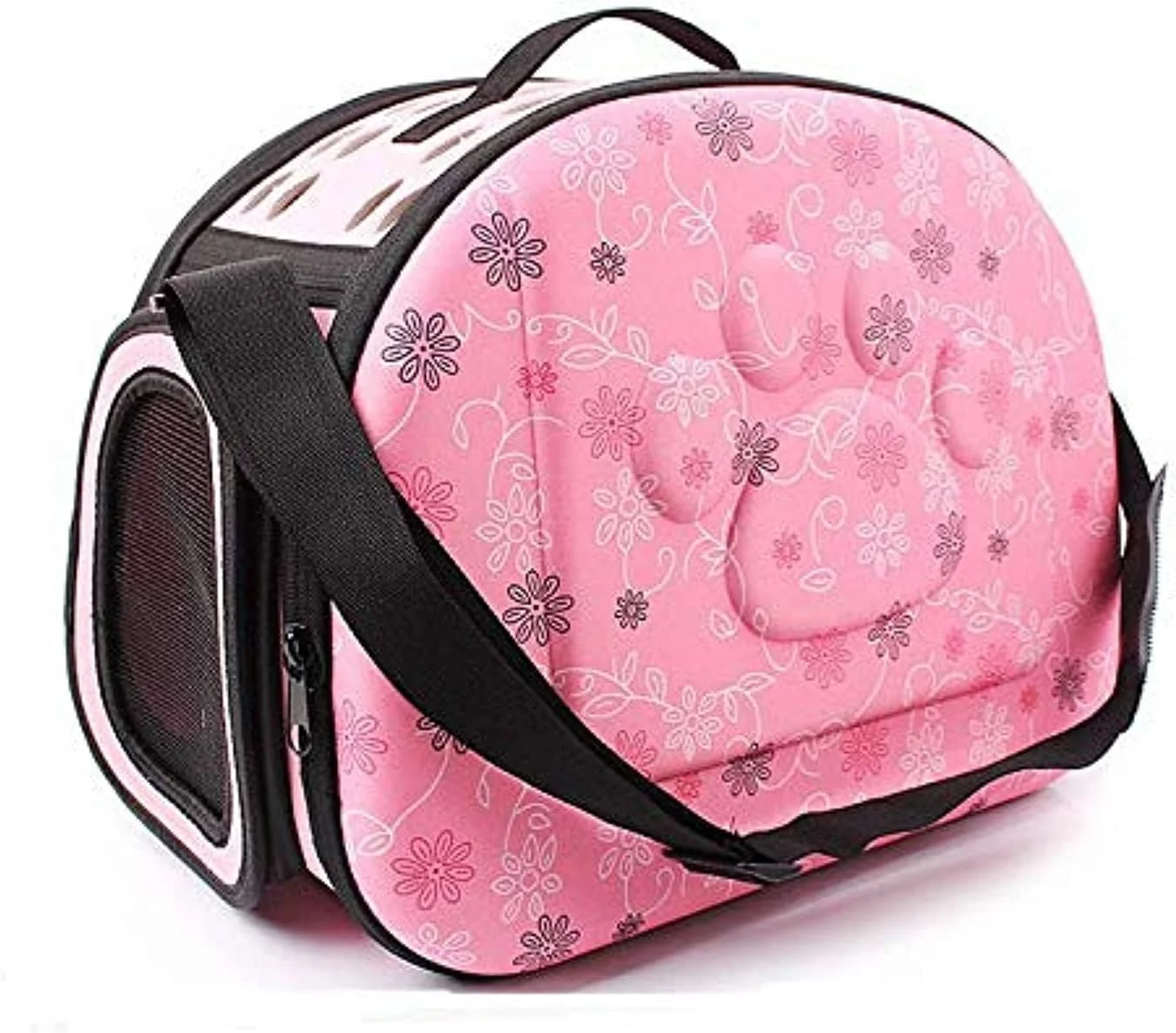 کیف حمل حیوانات خانگی سگ و گربه صورتی، EVA نرم تاشو قابل حمل، سایز M، کیف حمل تنفسی مناسب فضای باز