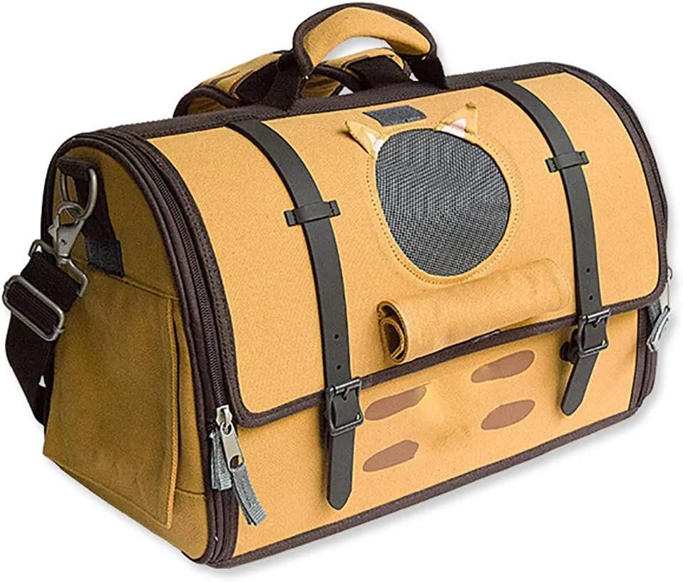 کیف حمل حیوانات خانگی، کیف دستی قابل حمل و تنفسی گربه، کیف شانه ای، پارچه ضد آب، توری تاشو و قابل تنفس نرم و پد دار برای سگ و گربه های کوچک، کیف مسافرتی