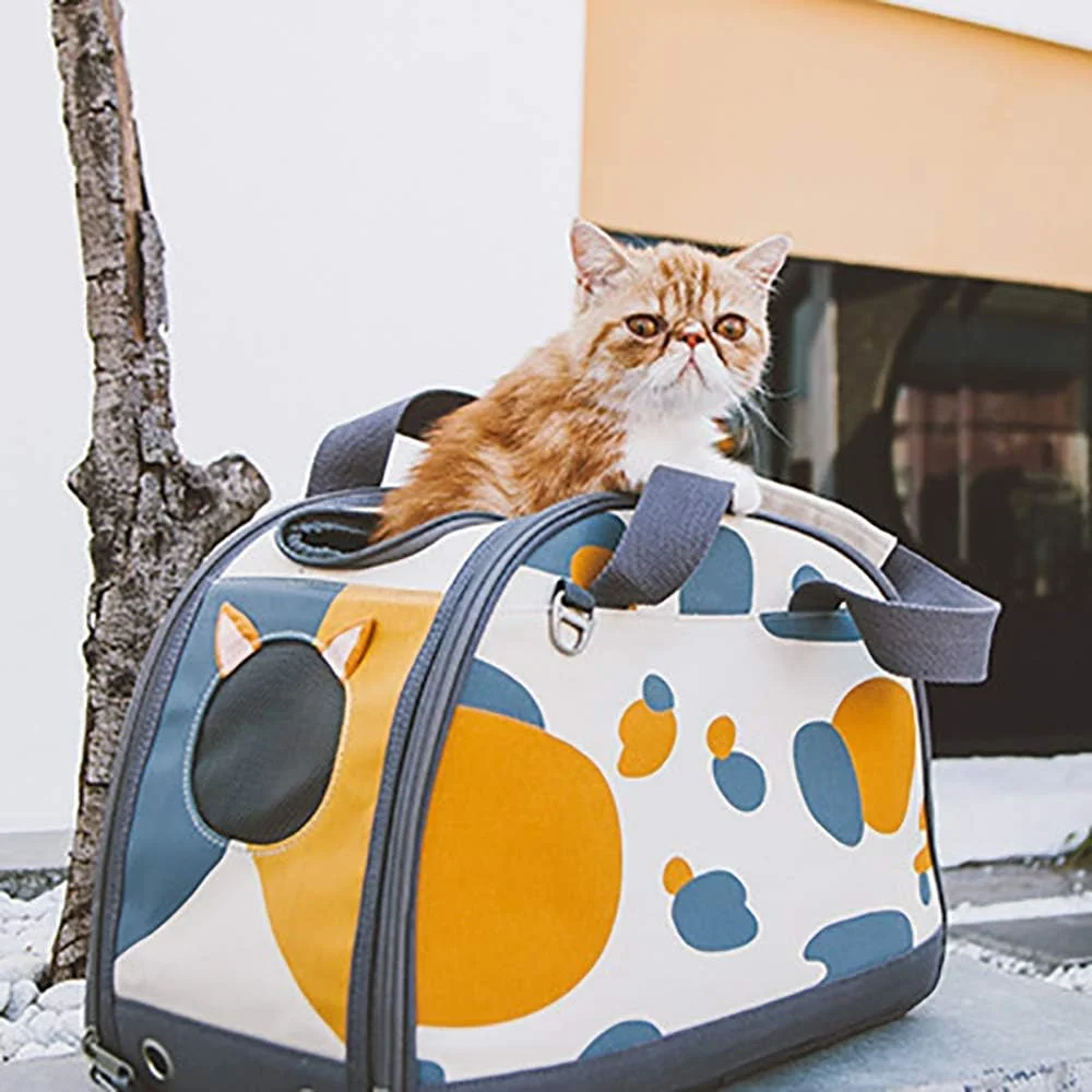 کیف حمل حیوانات خانگی، کیف دستی قابل حمل و تنفسی گربه، کیف شانه ای، پارچه ضد آب، توری تاشو و قابل تنفس نرم و پد دار برای سگ و گربه های کوچک، کیف مسافرتی