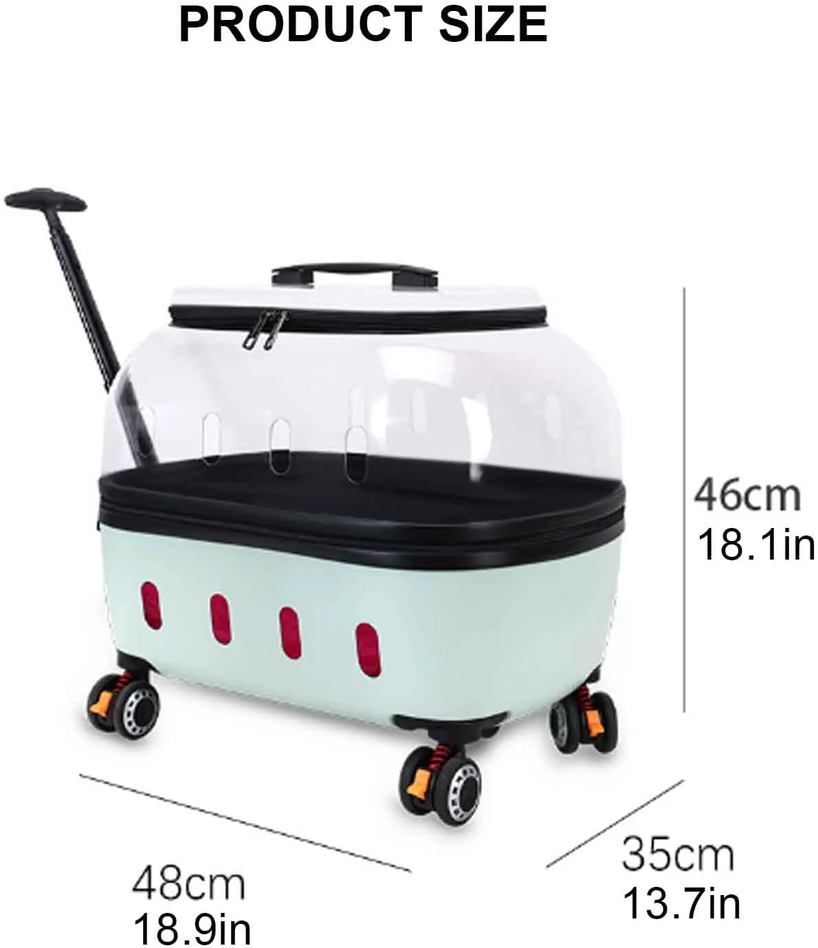 کیف حمل گربه چرخ دار، کیف حمل حیوانات خانگی قابل حمل با ساختار پایدار، کیف چرخ دستی توری تنفسی حیوانات خانگی، کیف چرخ دستی حیوانات خانگی با دسته تلسکوپی برای سگ گربه کوچک، صورتی شفاف