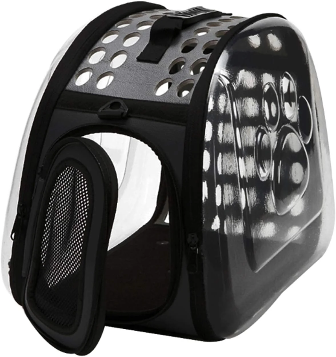 کیف حمل حیوانات خانگی شفاف و تاشو SKEIDO، مناسب سفر با هواپیما و خودرو (سایز بزرگ، مشکی)