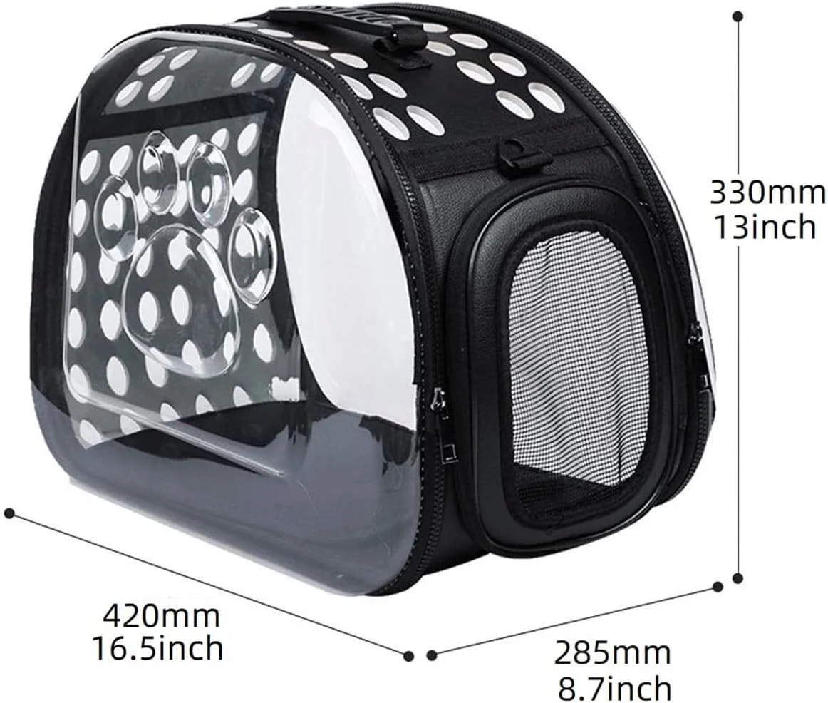 کیف حمل حیوانات خانگی شفاف و تاشو SKEIDO، مناسب سفر با هواپیما و خودرو (سایز بزرگ، مشکی)
