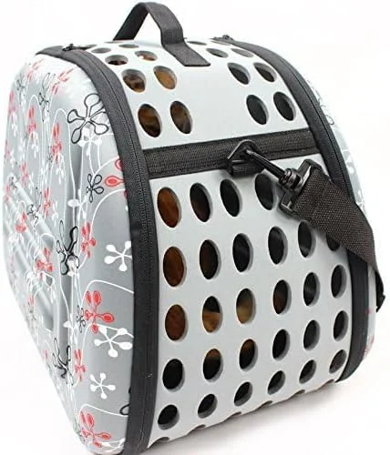 کیف حمل تاشو حیوانات خانگی ممتاز SKEIDO - باکس مسافرتی تاشو متوسط با بند شانه برای گربه ها و سگ های کوچک (خاکستری)