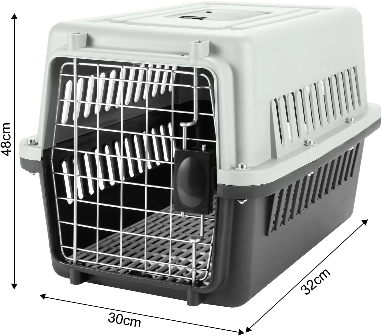 کیف حمل حیوانات خانگی سفت و محکم SKY-TOUCH، جعبه حمل قابل تنفس برای توله سگ، قفس حمل و نقل برای گربه ها، بچه گربه ها، سگ ها، مسافرت های خارج از منزل، سیستم بستن ایمن، شبکه های تهویه، L 48*W 30*H 32cm