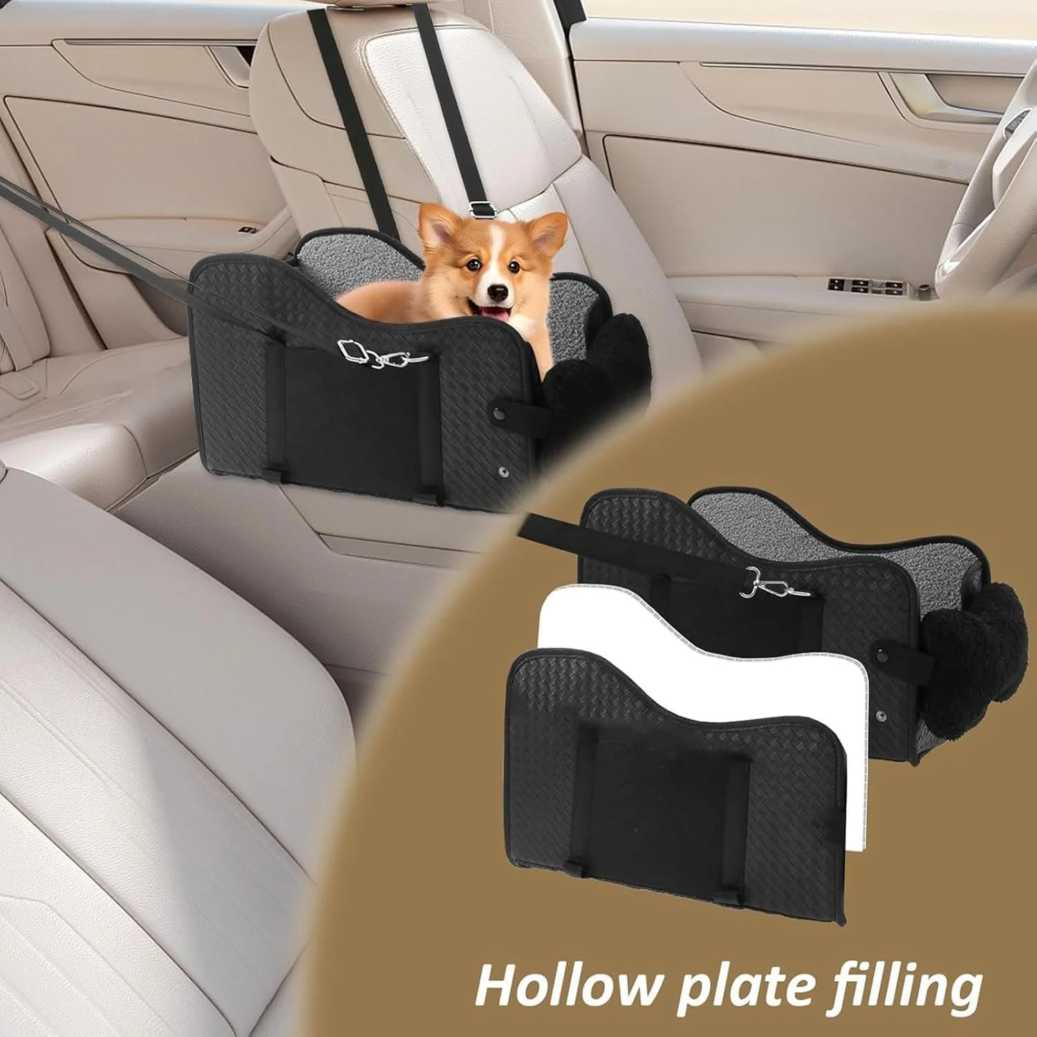 صندلی ماشین سگ کوچک - صندلی ماشین برای سگ های زیر 6 کیلوگرم | تخت خواب نرم تاشو قابل حمل برای صندلی عقب کامیون، کالسکه فضای باز و پیک نیک