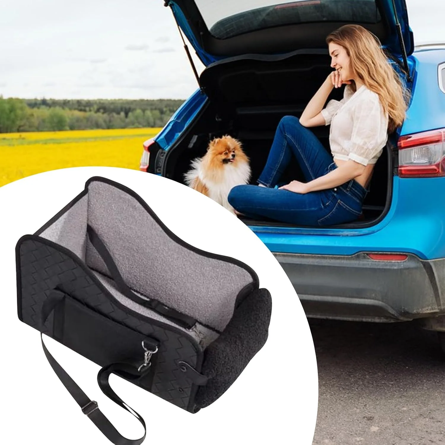 صندلی ماشین سگ کوچک - صندلی ماشین برای سگ های زیر 6 کیلوگرم | تخت خواب نرم تاشو قابل حمل برای صندلی عقب کامیون، کالسکه فضای باز و پیک نیک