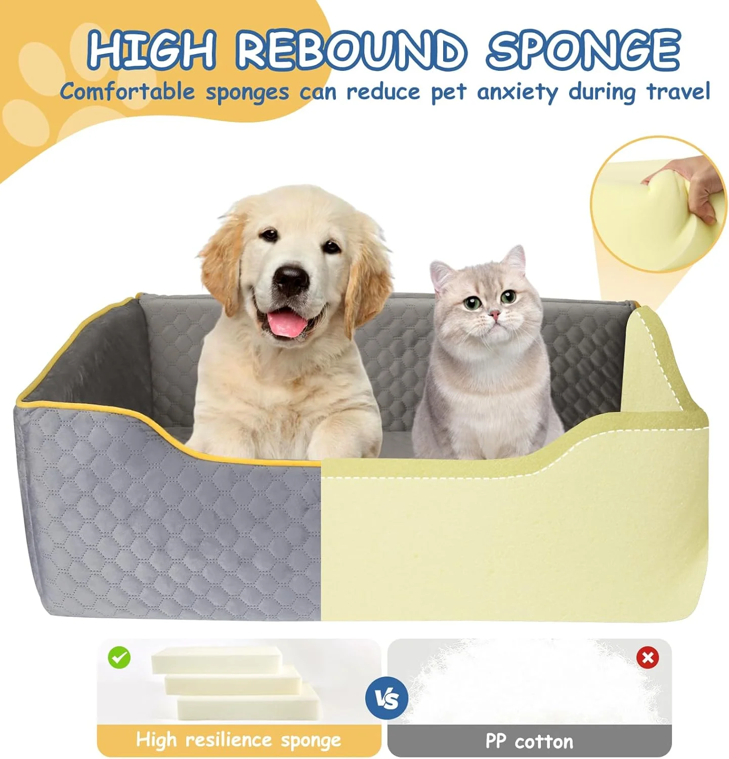 صندلی ماشین سگ سوکو برای سگ های بزرگ/متوسط یا 2 سگ کوچک، تخت سگ مموری فوم، صندلی تقویت کننده ایمنی حیوانات خانگی برای صندلی های عقب، کوسن ضخیم جداشدنی و قابل شستشو، هدیه برای صاحبان سگ، وسایل حمل و نقل و مسافرتی سگ