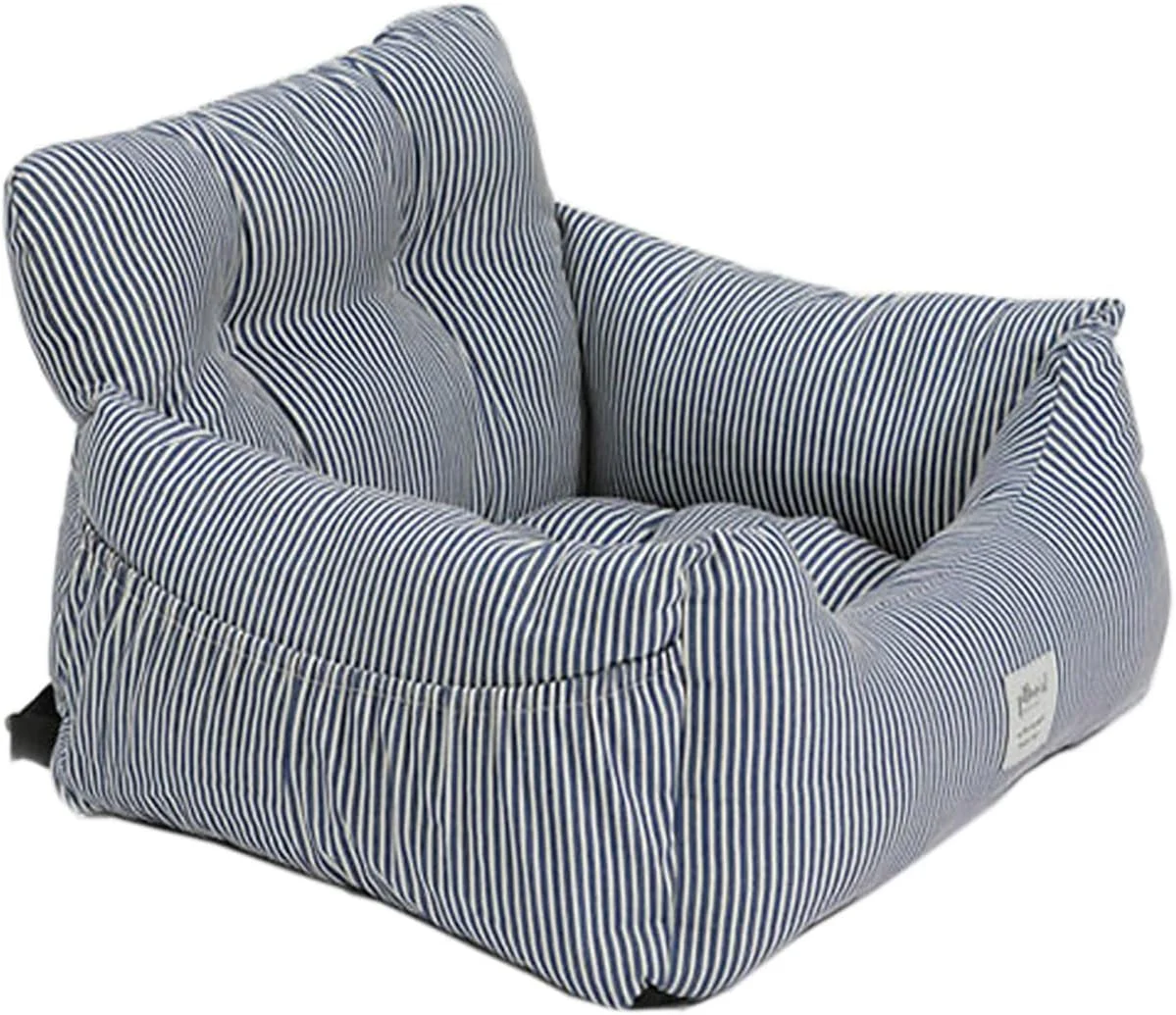 صندلی ماشین سگ برای سگ های کوچک، صندلی حیوانات خانگی کنسول وسط، قابل جدا شدن و شستشو برای گربه، صندلی تقویت کننده نرم حیوانات خانگی با جیب های ذخیره سازی و بند قلاب دار، تختخواب قابل حمل برای مسافرت با ماشین