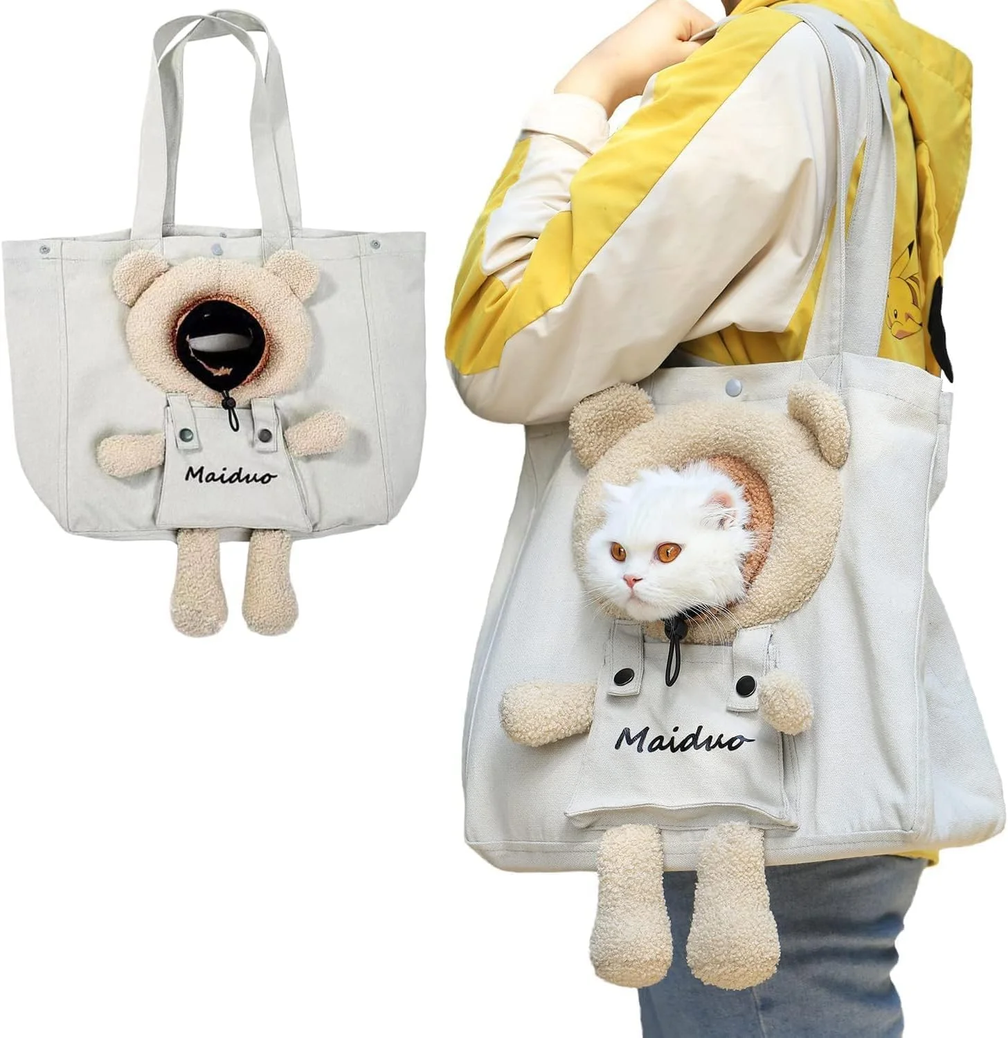 کیف حمل حیوانات خانگی شیک و قابل حمل برای سگ ها و گربه های کوچک، کیف دستی بوم نرم برای مسافرت، خاکستری