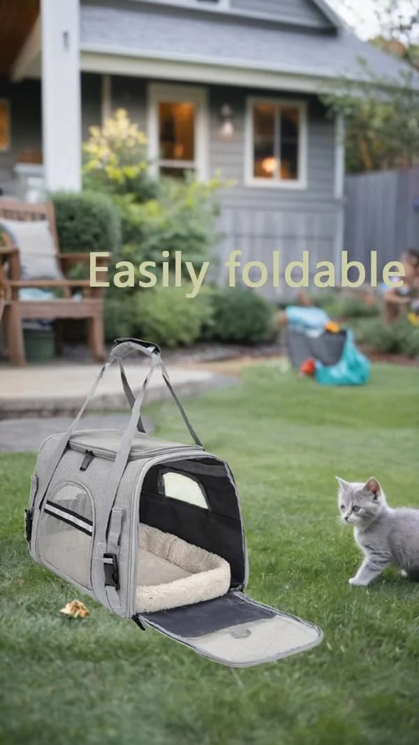 کیف حمل حیوانات خانگی Sweet seven - قفس حمل تاشو و قابل حمل سگ و گربه با تشک راحت - کیف مسافرتی پیاده روی در فضای باز (خاکستری)