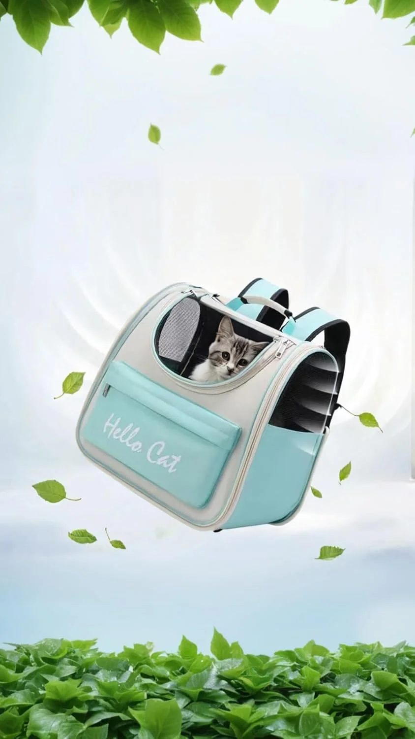 کیف کوله پشتی حمل حیوانات خانگی Sweet seven - کیف بزرگ و جادار، طراحی صمیمی، دسترسی آسان برای حیوانات خانگی، کوله پشتی نرم و تنفسی - ایده آل برای سفر در فضای باز سگ و توله سگ (سبز)