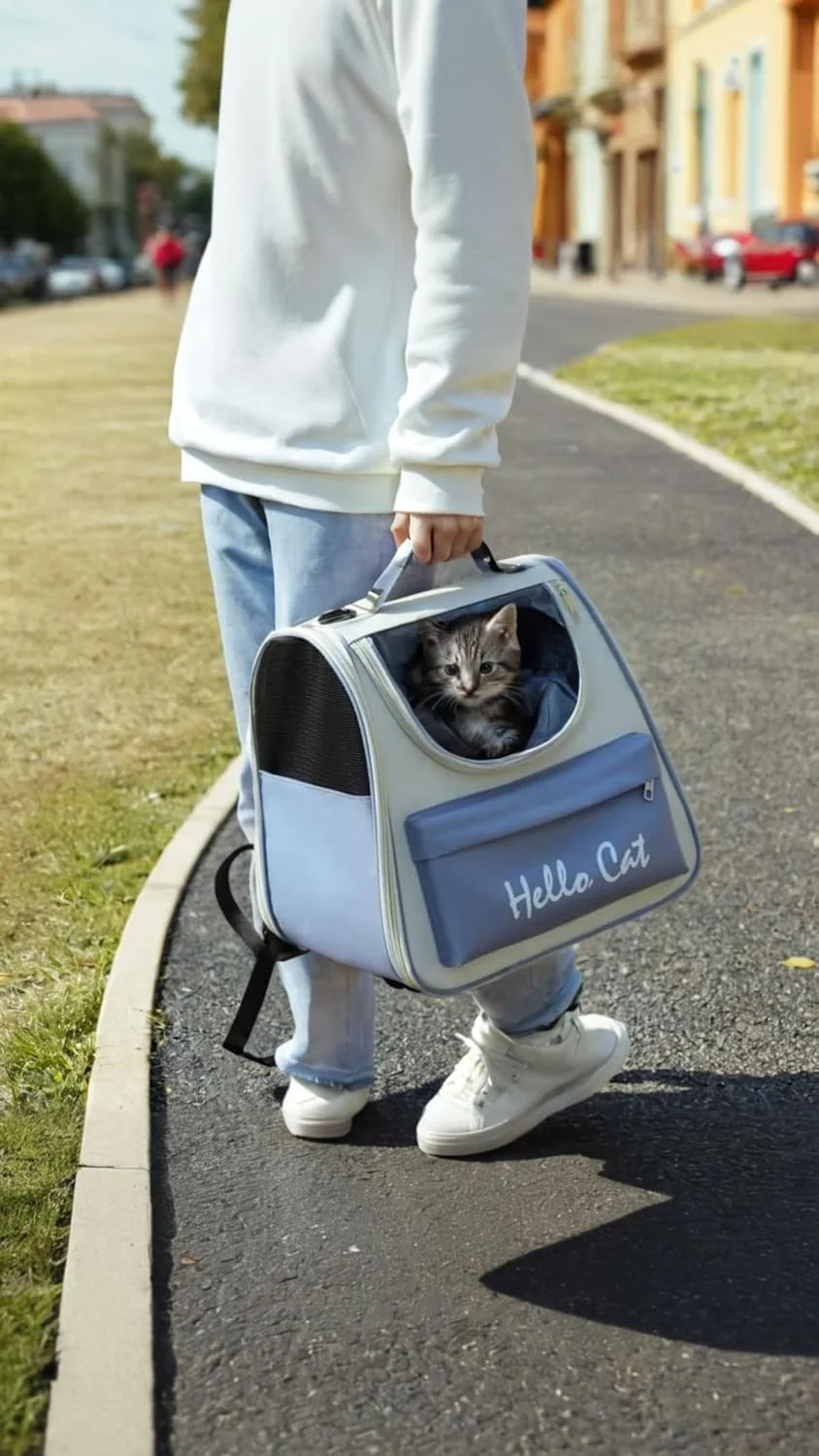 کیف کوله پشتی حمل حیوانات خانگی Sweet seven - کیف بزرگ و جادار، طراحی صمیمی، دسترسی آسان برای حیوانات خانگی، کوله پشتی نرم و تنفسی - ایده آل برای سفر در فضای باز سگ و توله سگ (سبز)