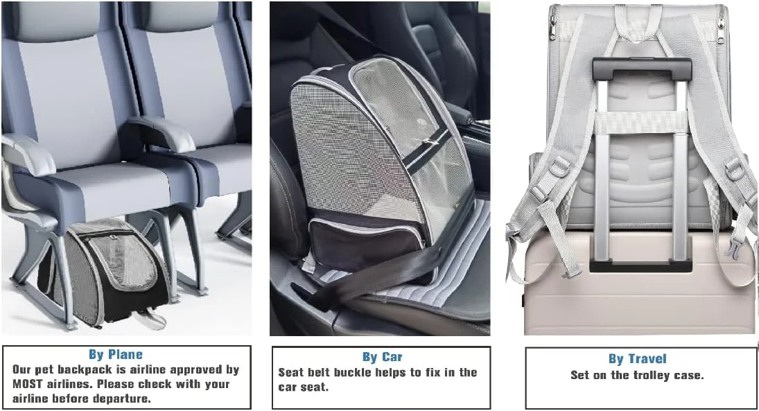 کیف حمل حیوانات خانگی کوله پشتی حبابی نوآورانه Texsens برای گربه ها و سگ ها (خاکستری)، سایز واحد