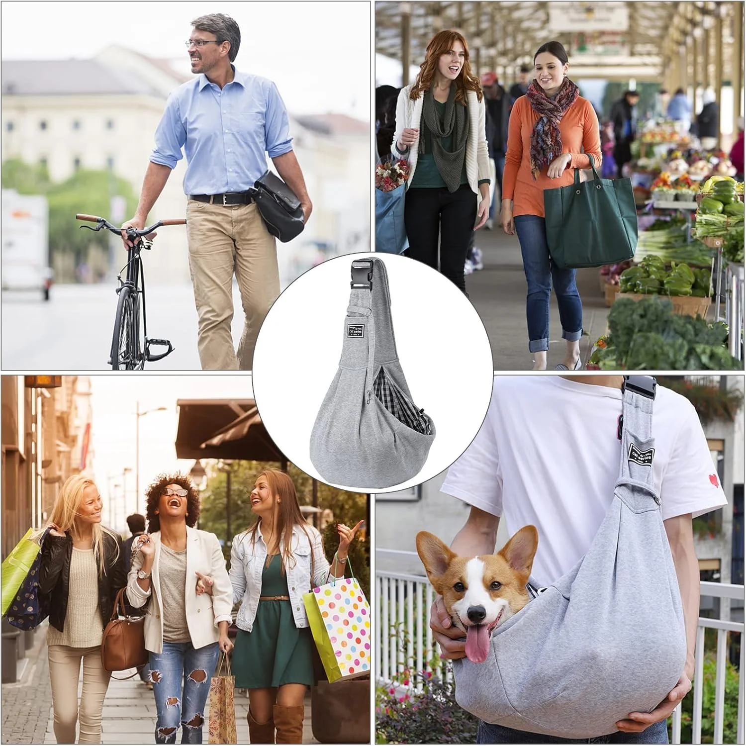 کیف حمل حیوانات خانگی TERRIFI - کیف حمل دستی برگشت پذیر حیوانات خانگی - طراحی کیف نرم و جادار - مناسب برای توله سگ، سگ های کوچک و گربه ها برای مسافرت در فضای باز، خاکستری