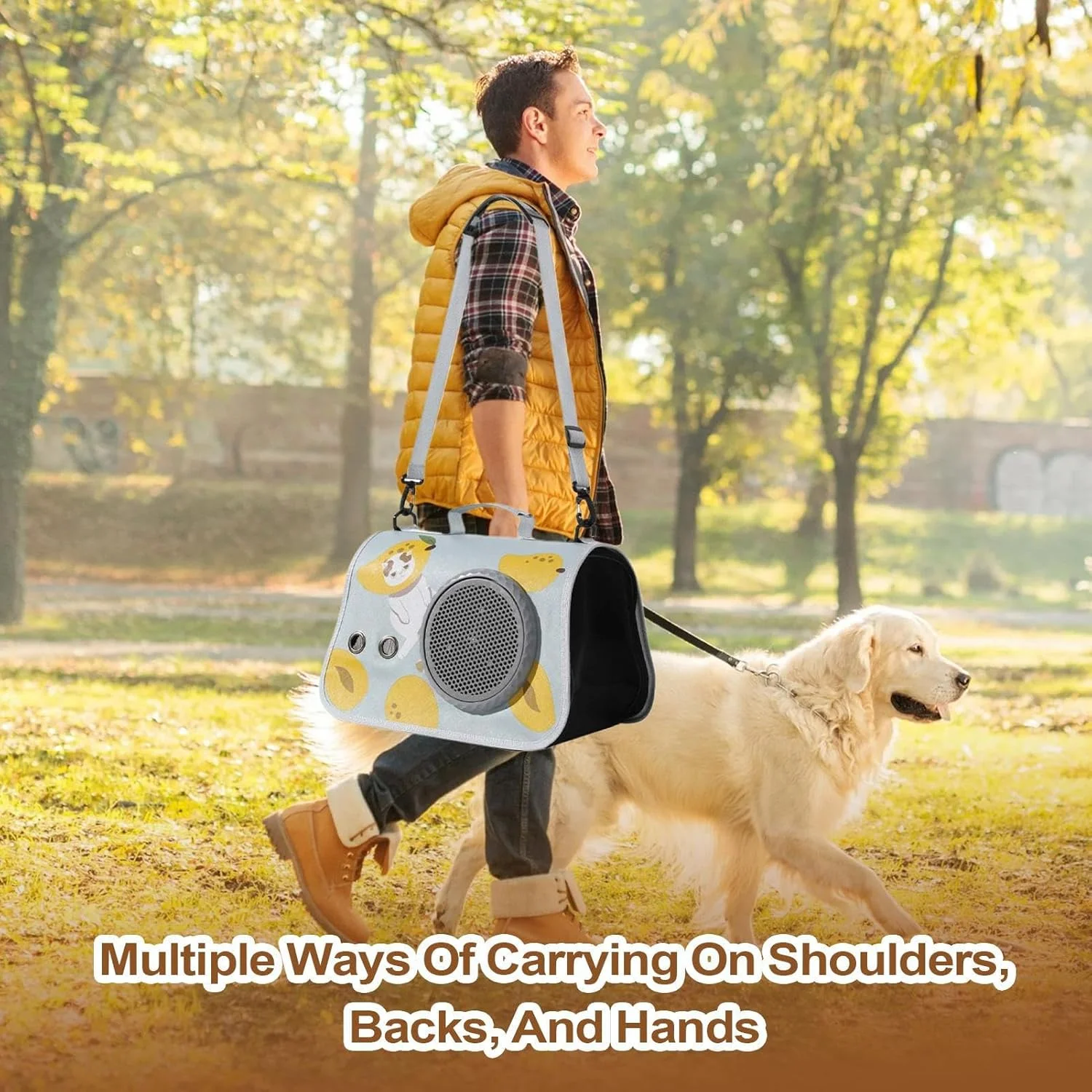 کیف حمل سگ | کیف حمل گربه برای مسافرت، کیف بزرگ ضدآب با بند شانه برای سفرهای کوتاه، پیک نیک، پیاده روی، کمپینگ و رفت و آمد