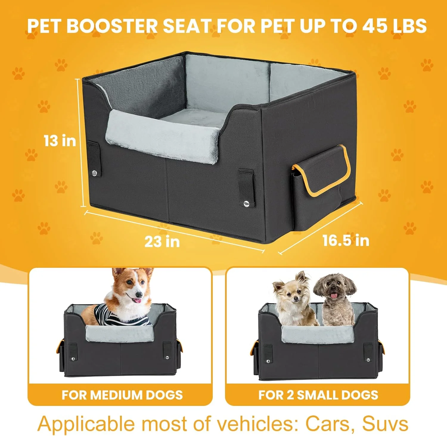 صندلی ماشین سگ برای سگ های کوچک، صندلی تقویت کننده سگ مرتفع تخت حمل حیوانات خانگی برای ماشین با بندهای قابل تنظیم صندلی تقویت کننده ماشین حیوانات خانگی برای سگ ها و گربه های کوچک