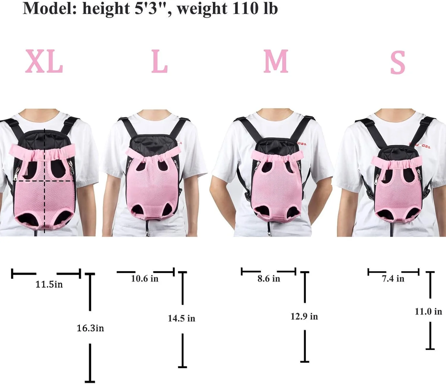 کیف حمل سگ با طراحی خروج پا از جلو، کوله پشتی قابل تنظیم برای حمل حیوانات خانگی، گربه و سگ کوچک به همراه بند شانه و آویز مناسب سفر، پیاده روی، کمپینگ و فعالیت های خارج از منزل (XL، صورتی)