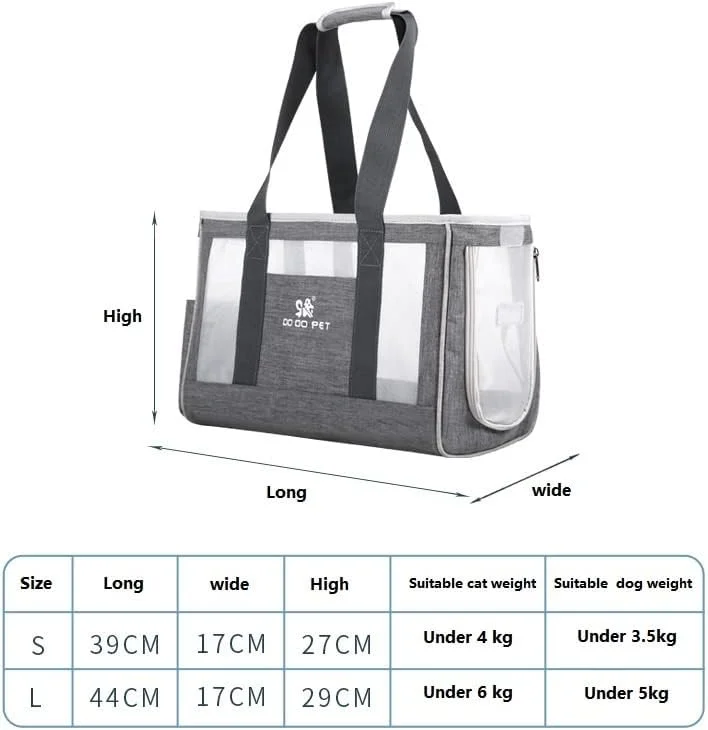 کیف حمل حیوانات خانگی با تهویه مناسب، دید خوب و حمل آسان برای سگ، گربه و خرگوش، کیف نرم و قابل حمل گربه، کیف مسافرتی سگ کوچک (سایز L صورتی)