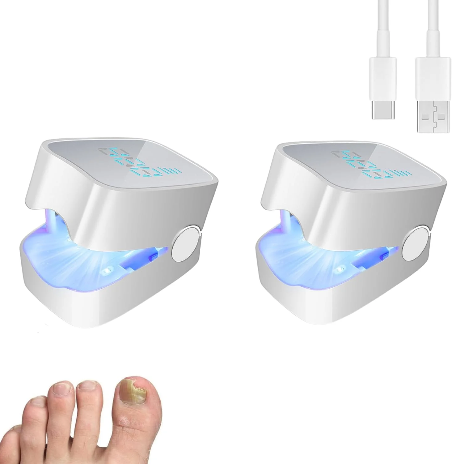 دستگاه لیزر قابل حمل الیتزیا برای ناخن، نور آبی 500 نانومتری برای ناخن های قارچی، قابل شارژ در خانه برای ناخن های پا و انگشت، بسته 2 عددی ETNL21P