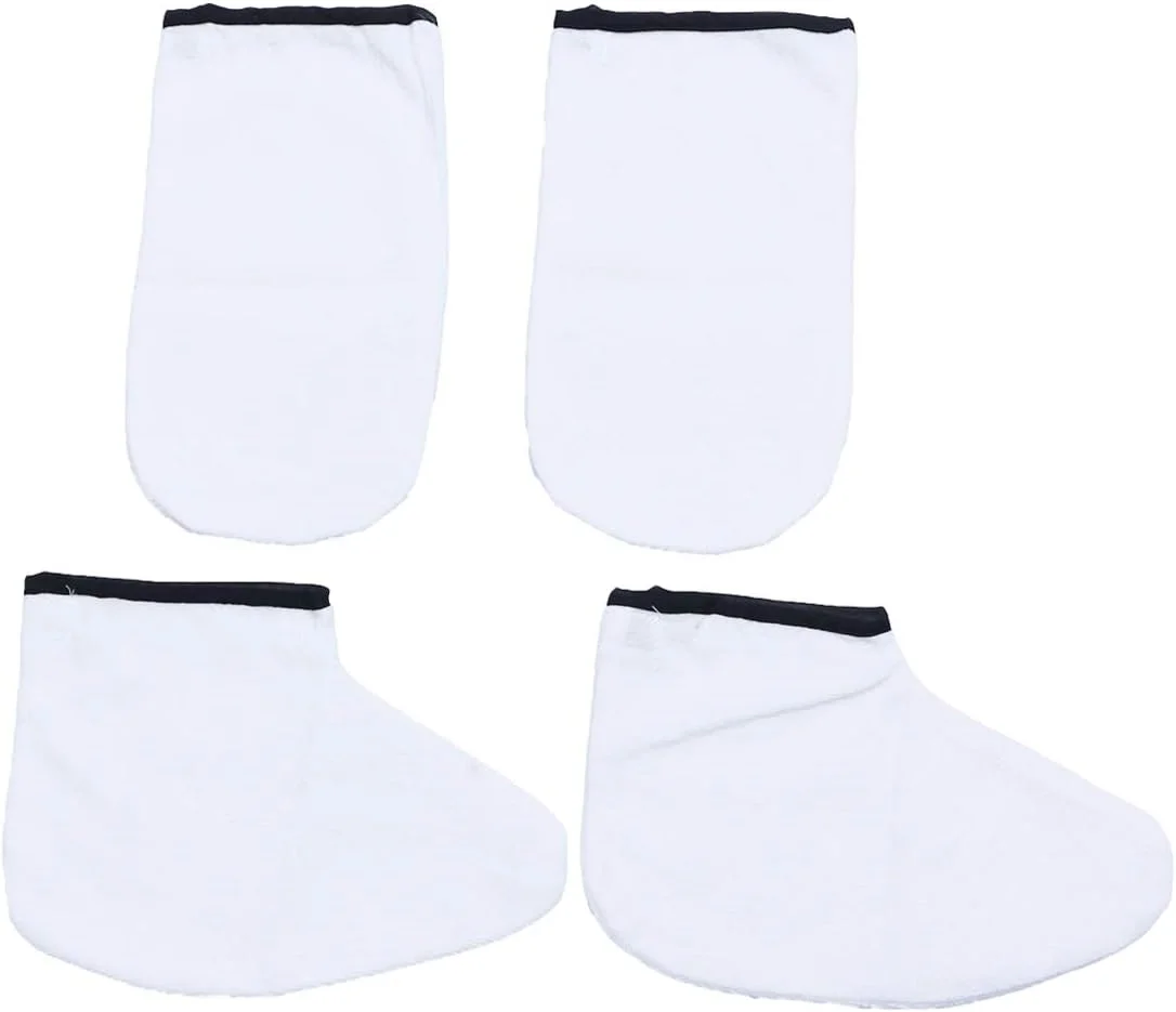 2 جفت دستکش پارچه ای تری برای درمان پارافین، دستکش مومی و روکش نرم پا، دستکش عایق پارافین برای زنان، مردان و دختران