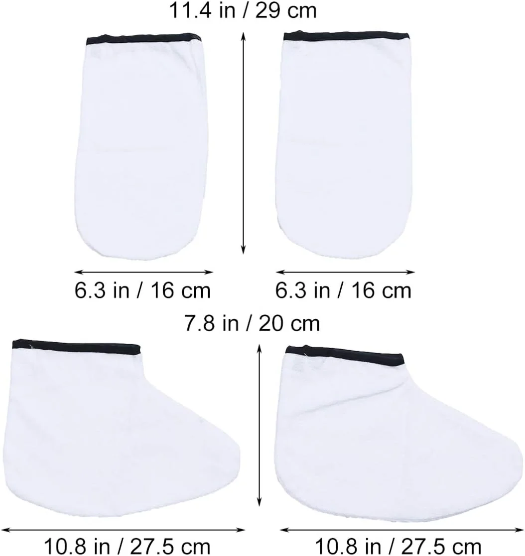 2 جفت دستکش پارچه ای تری برای درمان پارافین، دستکش مومی و روکش نرم پا، دستکش عایق پارافین برای زنان، مردان و دختران