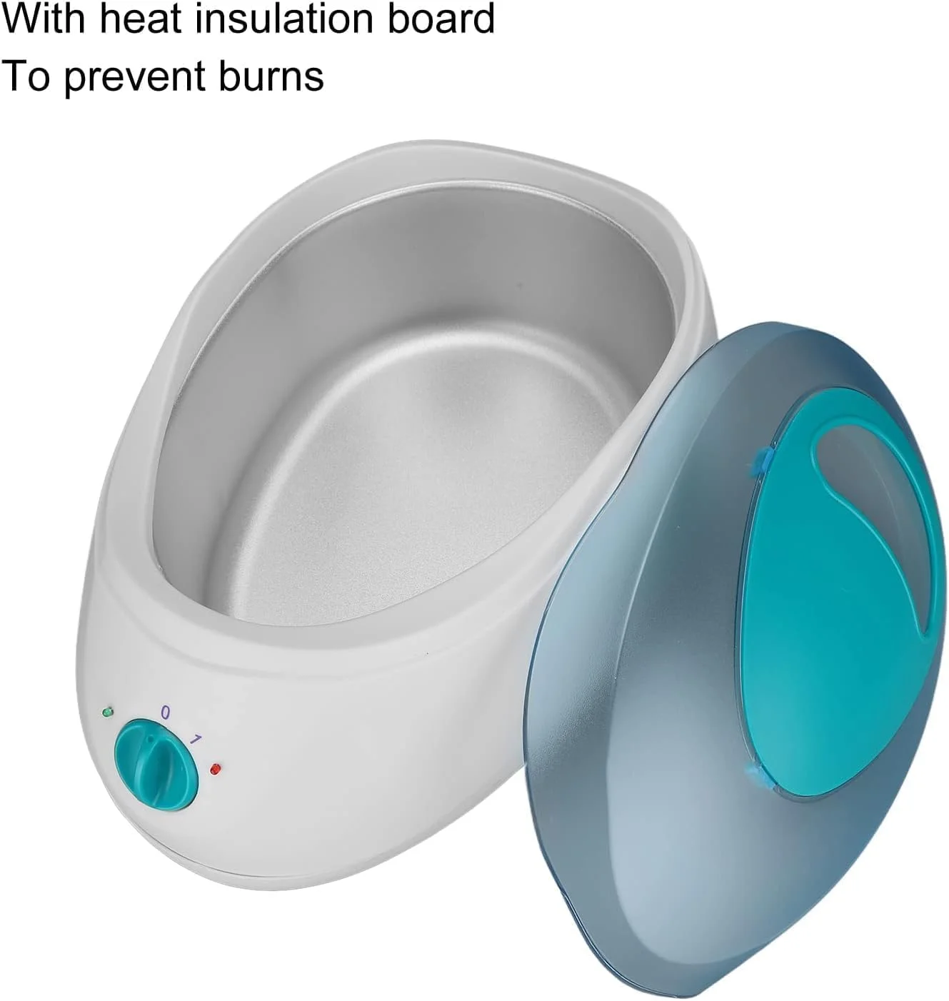 حمام پارافین برای دست و پا، دستگاه درمان موم 2.3 لیتری، گرمایش سریع با صفحه محافظ، سفید/فیروزه ای
