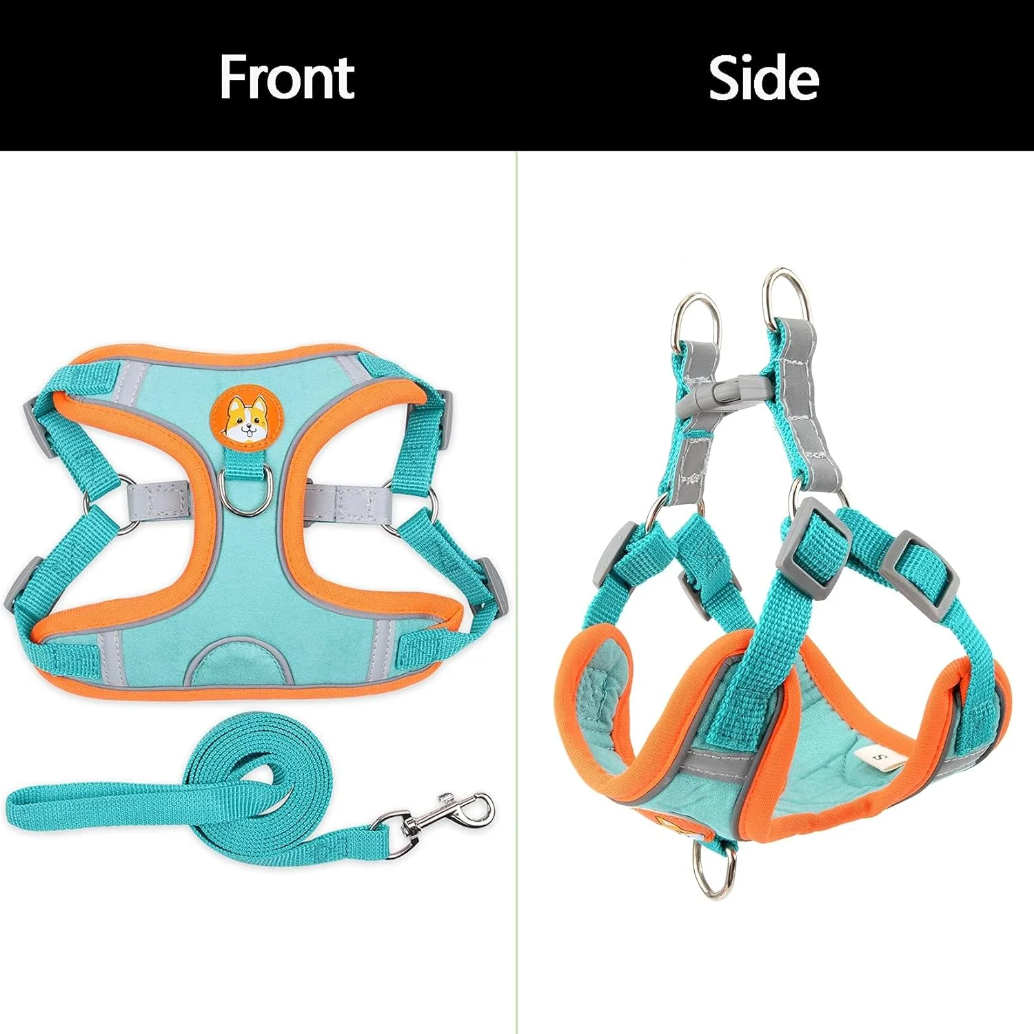 ست قلاده و بند سگ کوچک بدون کشیدن مومو بیر، جلیقه سوئدی پله ای برای توله سگ های دختر و پسر، قلاده بازتابنده قابل تنظیم برای پیاده روی در فضای باز ست قلاده و بند سگ کوچک بدون کشیدن مومو بیر، جلیقه سوئدی پله ای برای توله سگ های دختر و پسر، قلاده بازتابنده قابل تنظیم برای پیاده روی در فضای باز