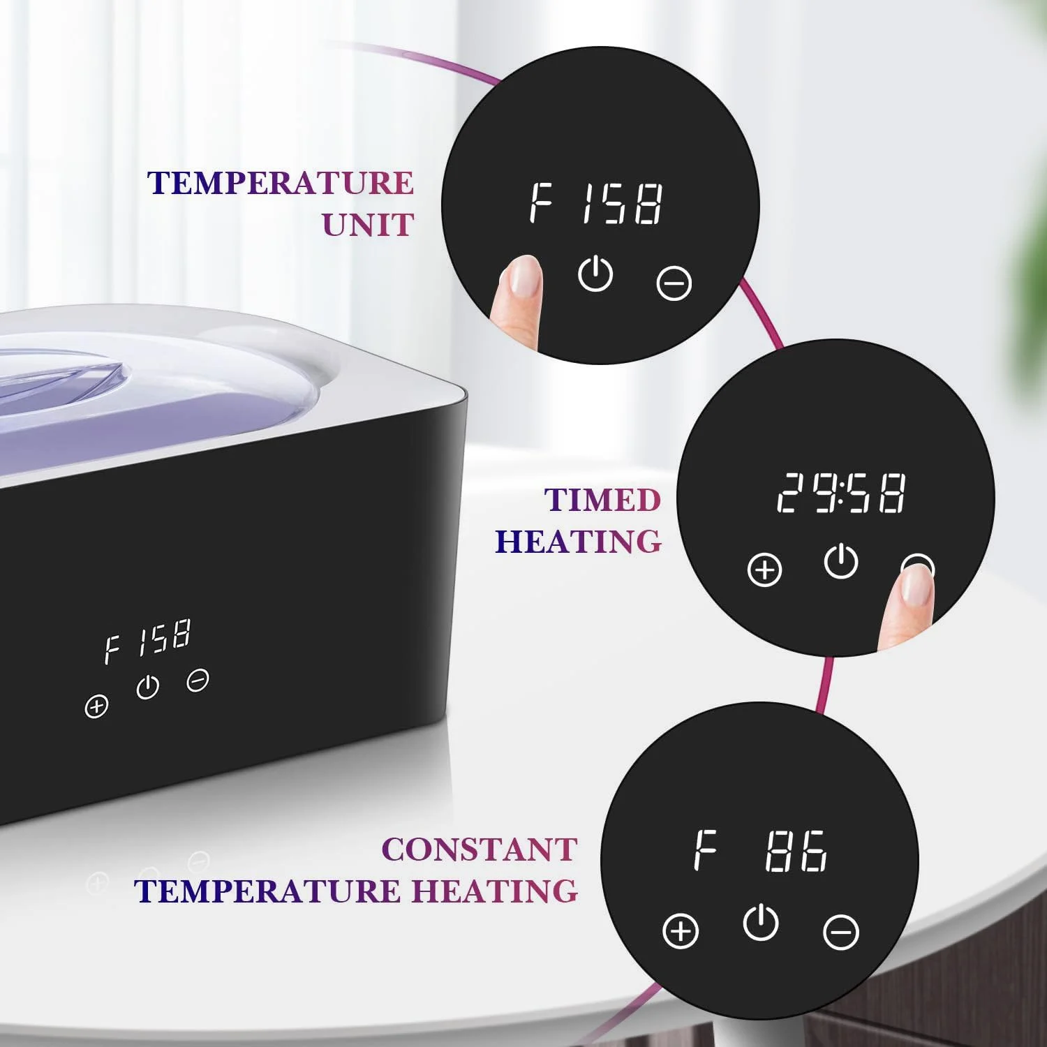 دستگاه پارافین تراپی Angju برای دست و پا، حمام پارافین 4000 میلی لیتری با صفحه لمسی، دستگاه گرم کننده پارافین با ظرفیت بزرگ، مرطوب کننده، کنترل دقیق دما و زمان، دستگاه پارافین گرم نگهدارنده دست
