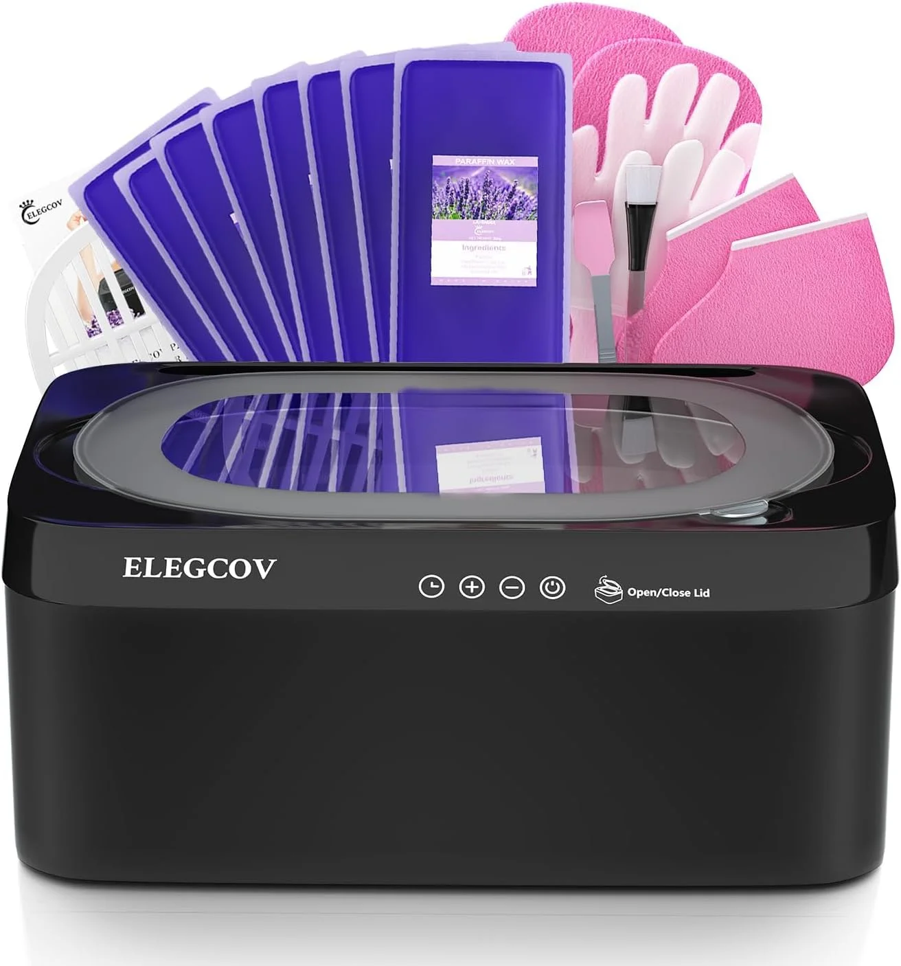 دستگاه پارافین تراپی دست و پا 4500 میلی لیتری با 8 بسته پارافین، کنترل دقیق دما برای حمام پارافین، ذوب سریع موم، مشکی