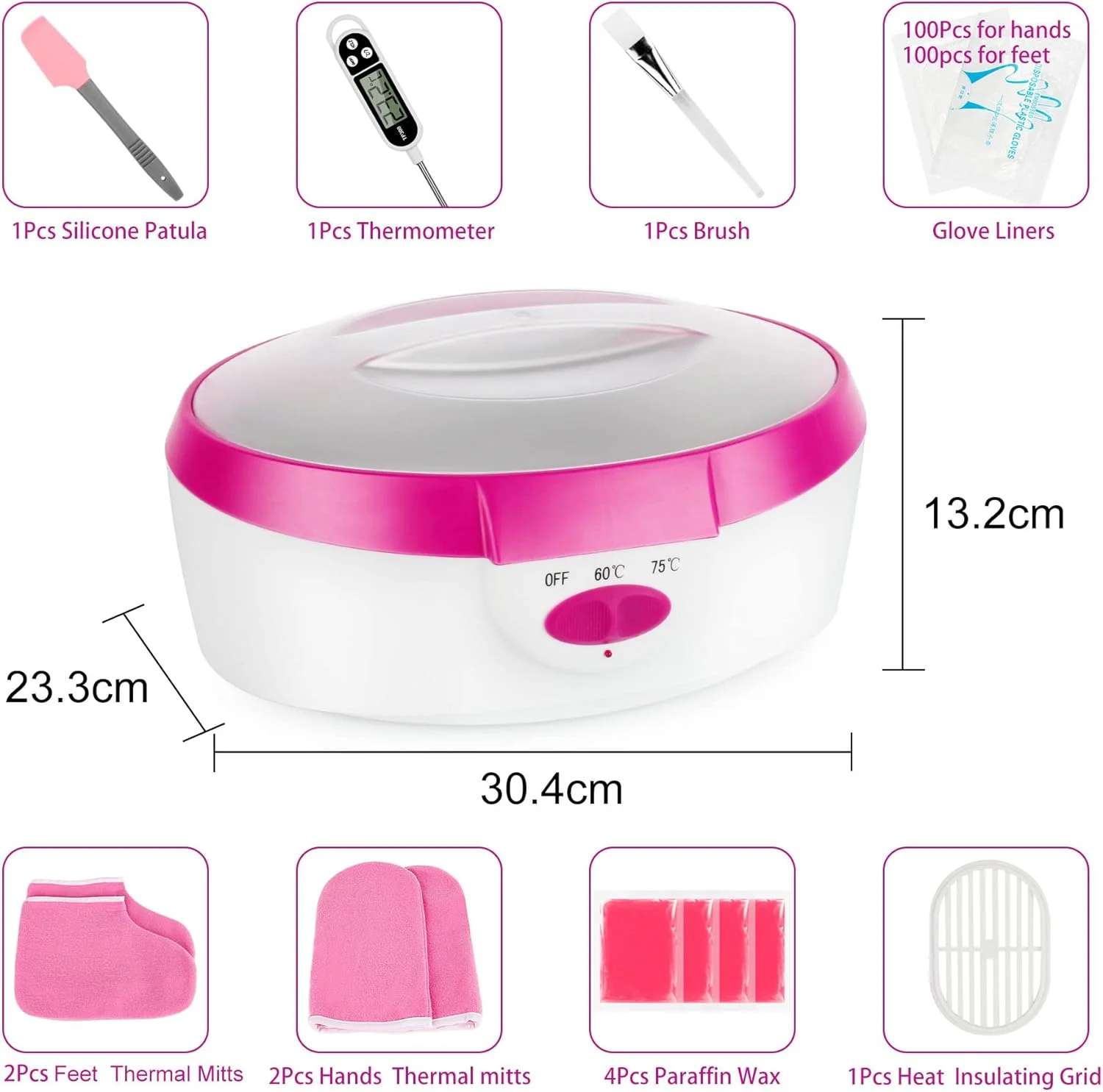 حمام پارافین دست و پا Forever Speed، دستگاه حمام پارافین برقی 265 واتی با مجموعه پارافین، رنگ صورتی