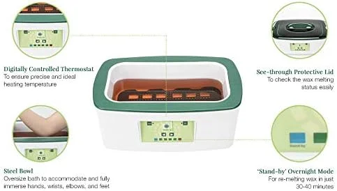 دستگاه پارافین اسپا دیجیتال کلین + ایزی به همراه 6 پوند پارافین هلو